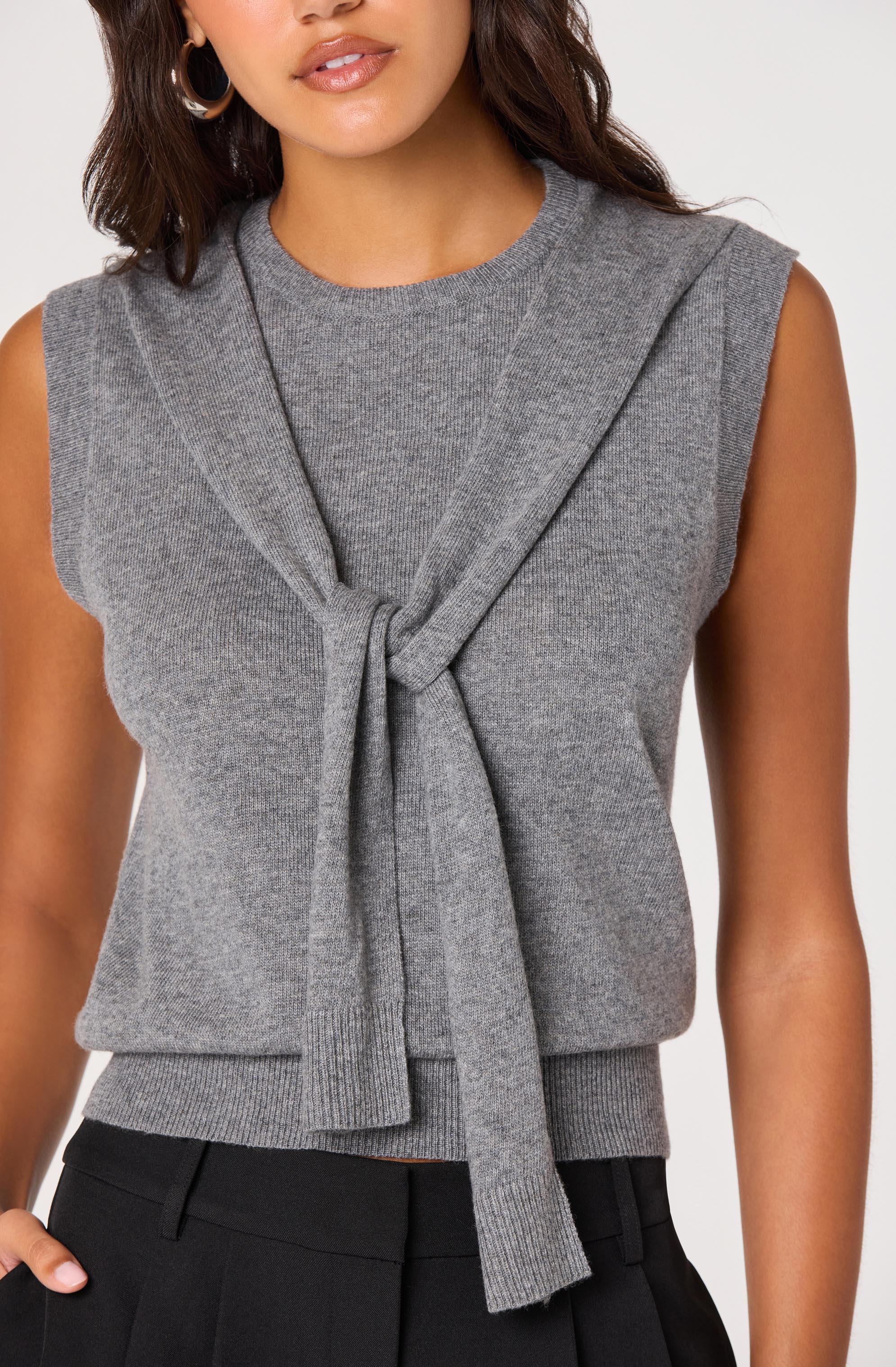 Sleeveless Layered Scarf Sweater - Image 11
