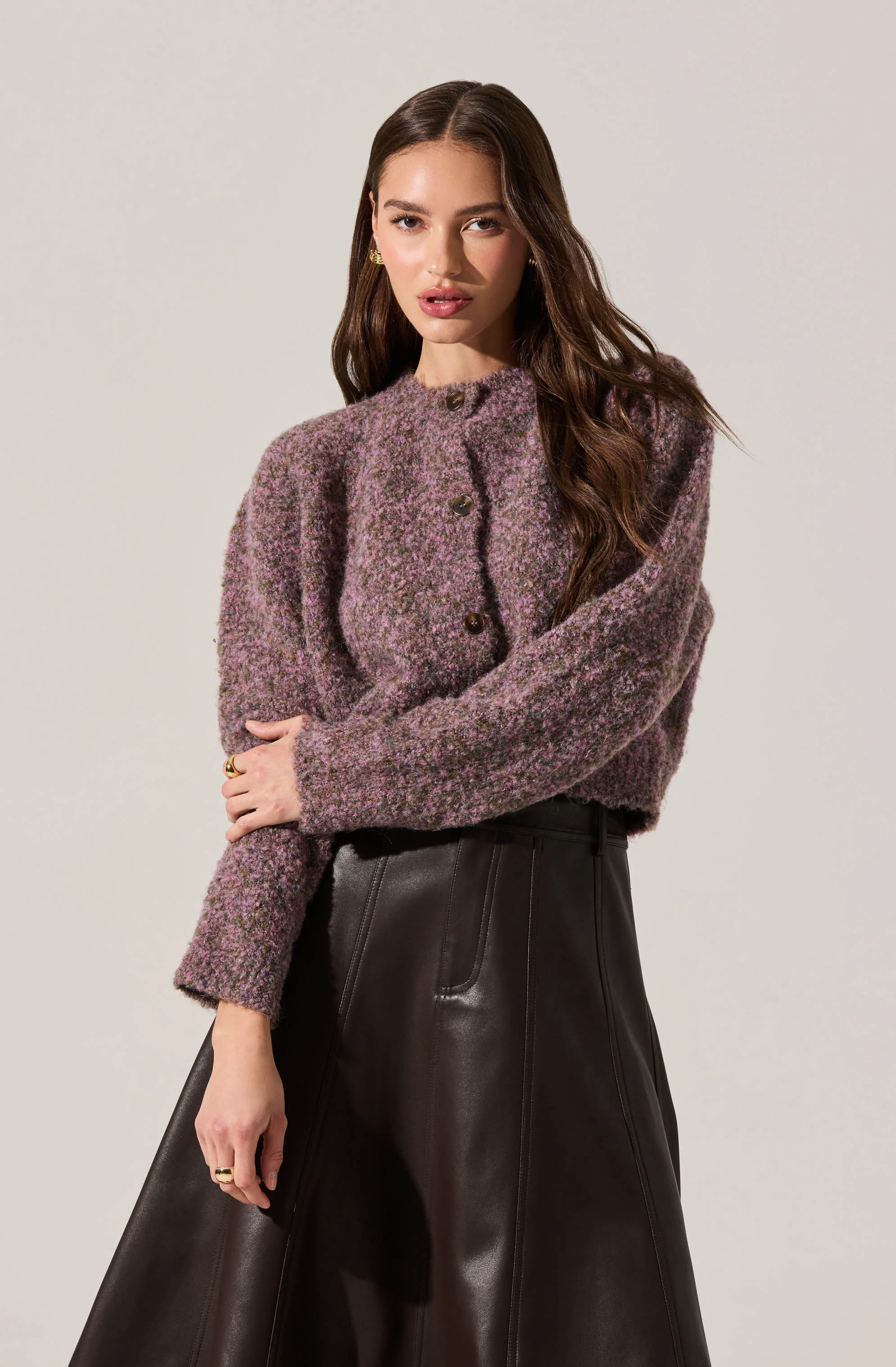 Sebille Textured Fuzzy Knit Cardigan - Image 6