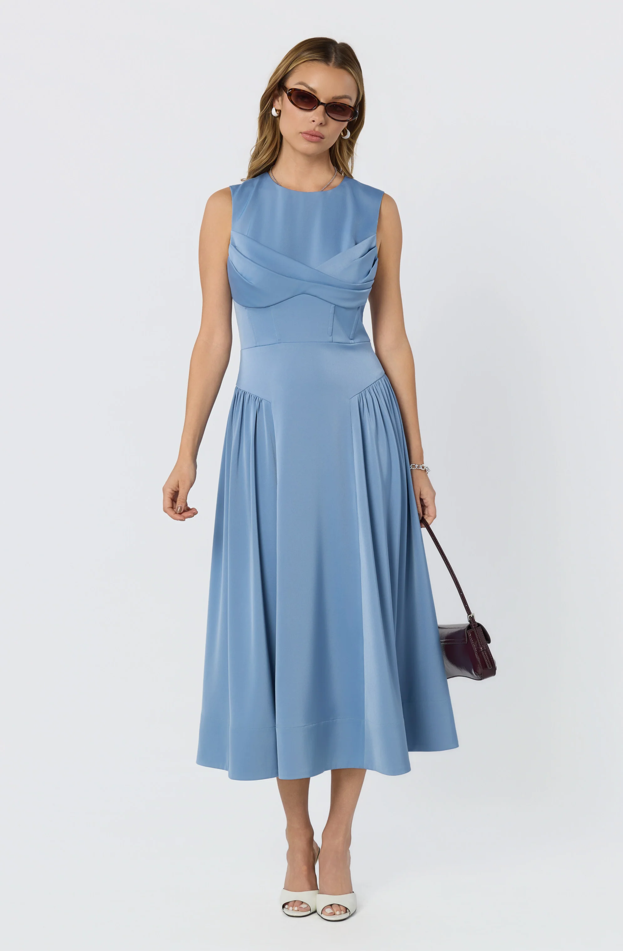 Seraphina Pleated Twist Corset Midi Dress - Image 11
