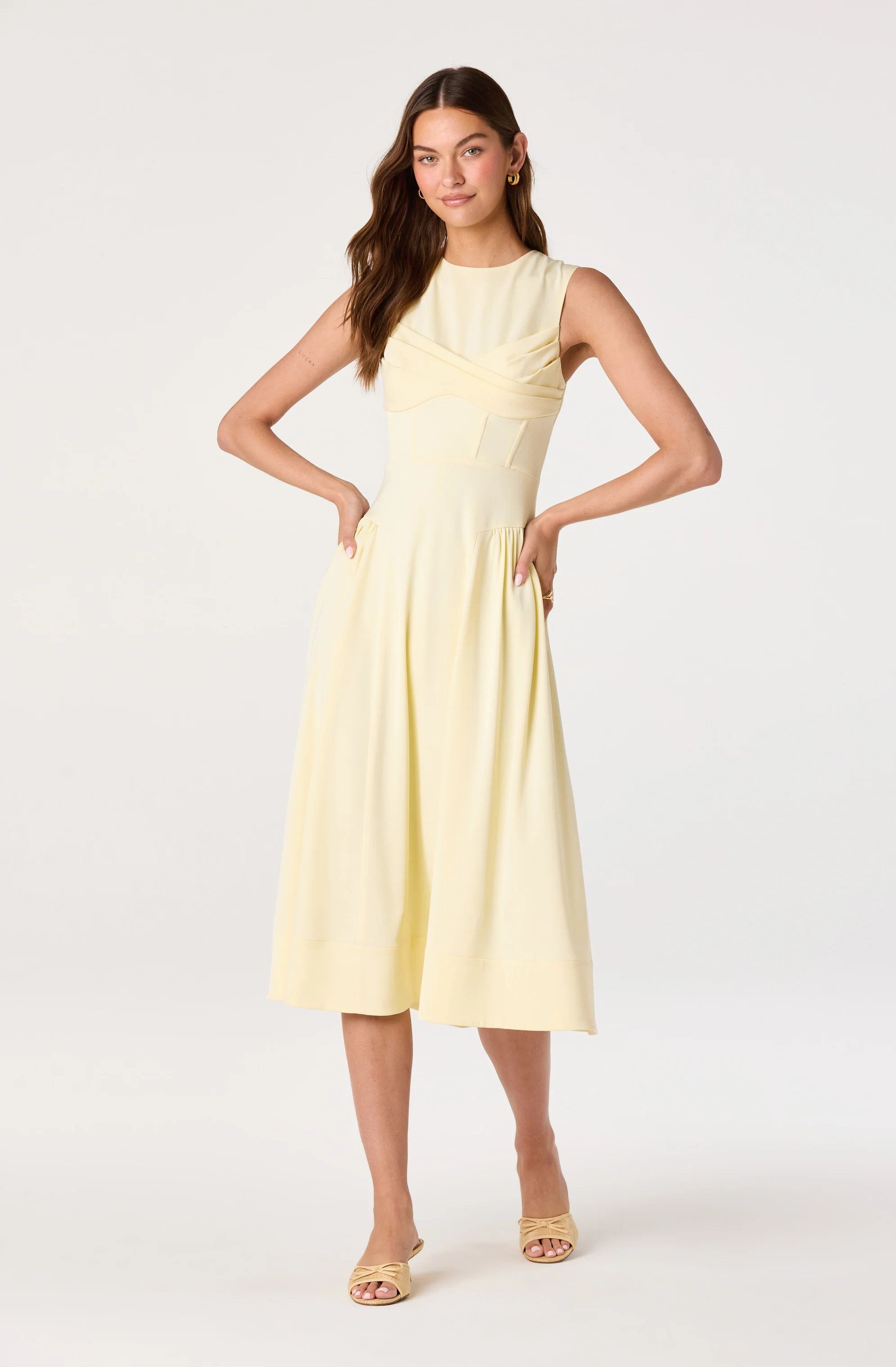 Seraphina Pleated Twist Corset Midi Dress - Image 2
