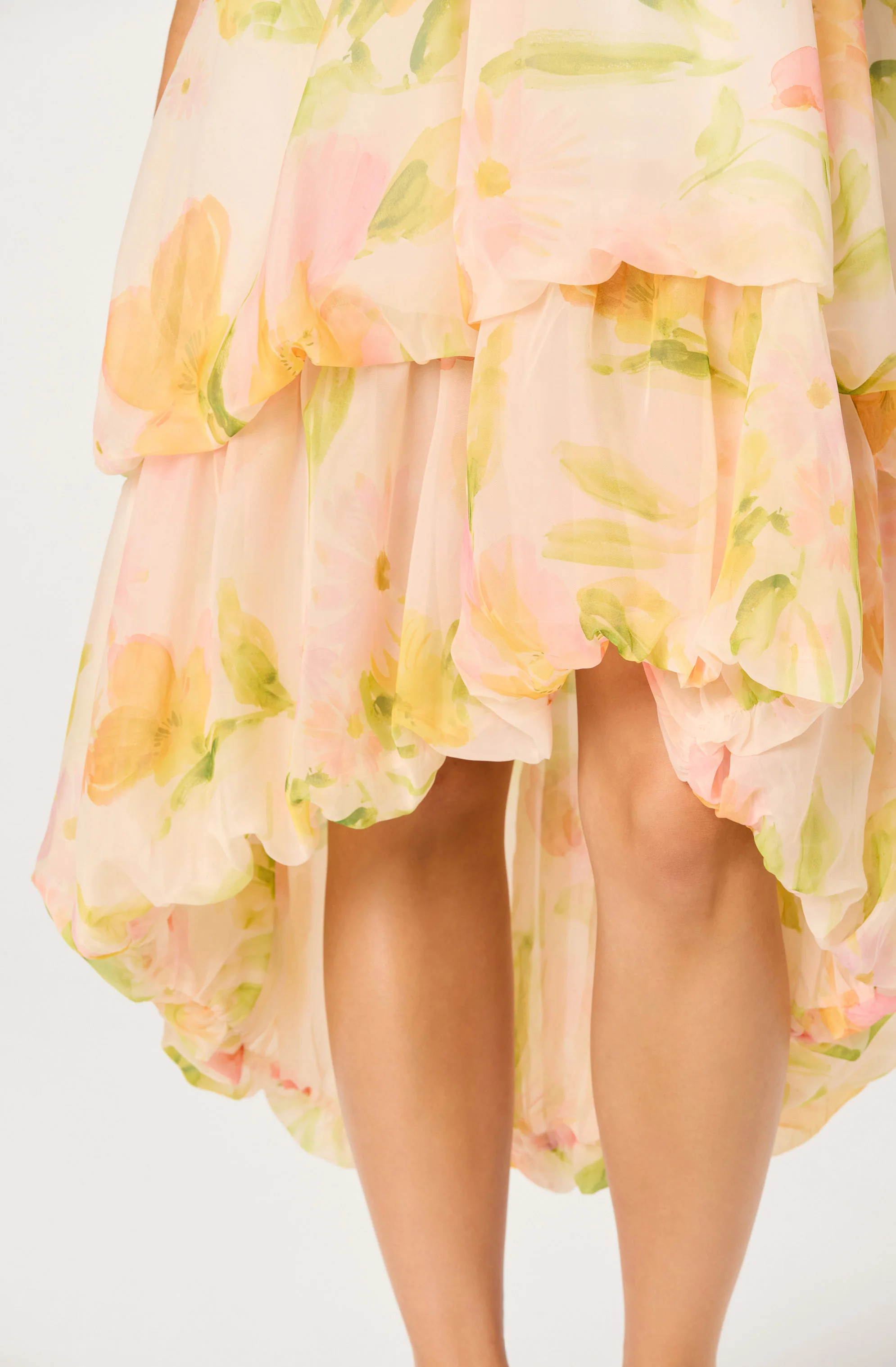 Serenidy Floral Ruffle Tiered High-Low Midi Dress - Image 4
