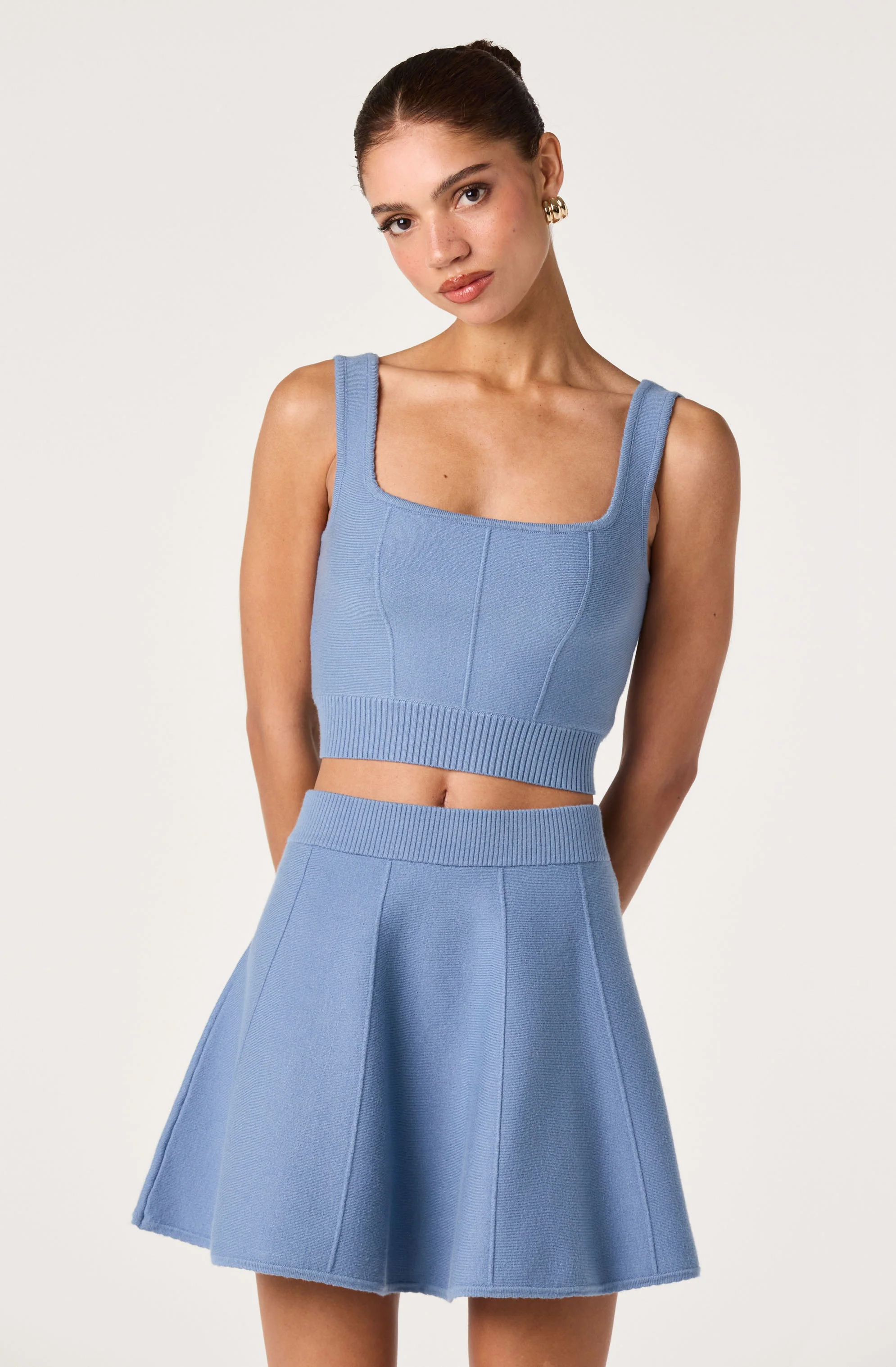 Shaylla Knit High-Rise Skater Skirt