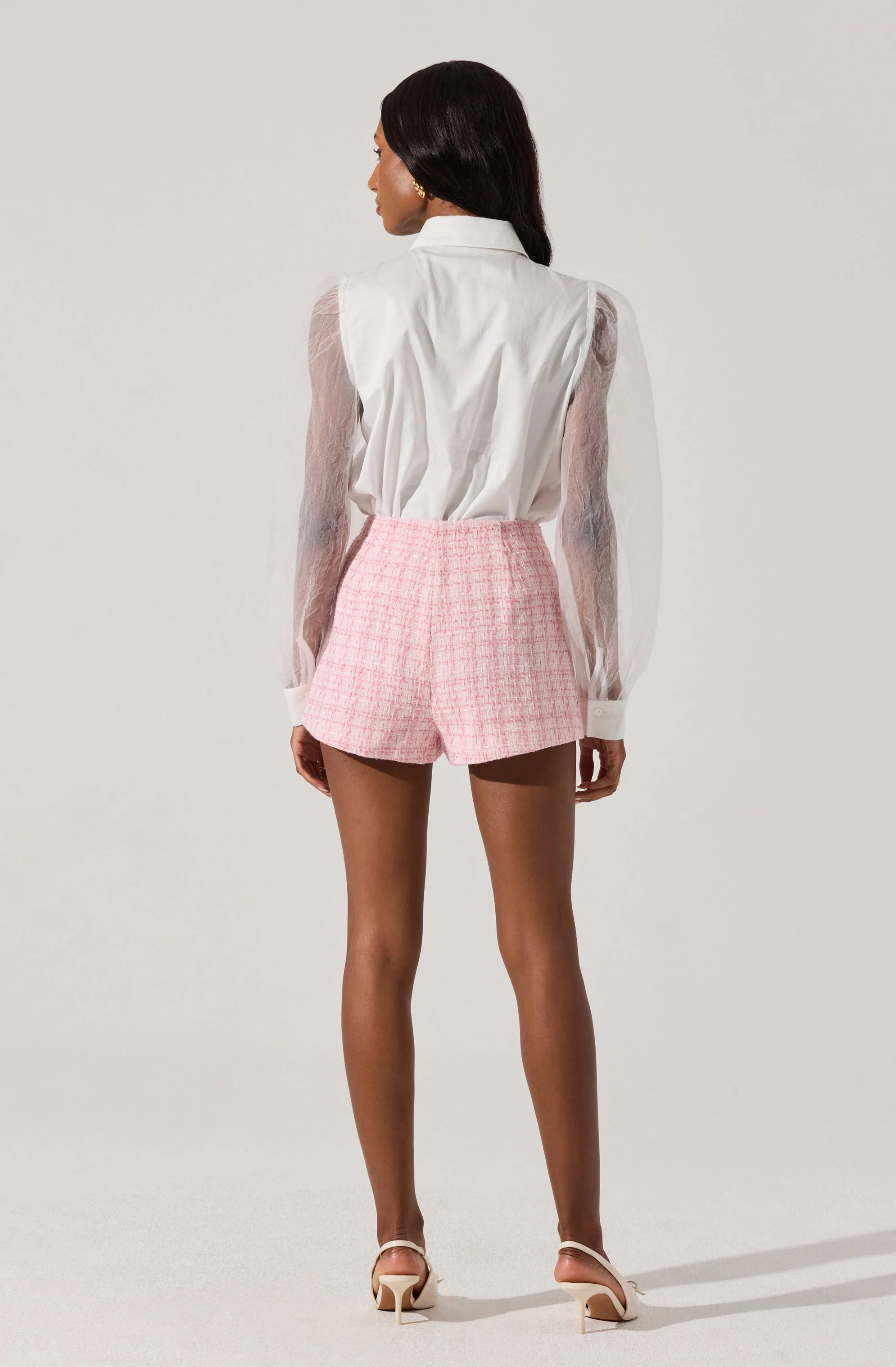 Sheer Sleeve Button Up Shirt - Image 5