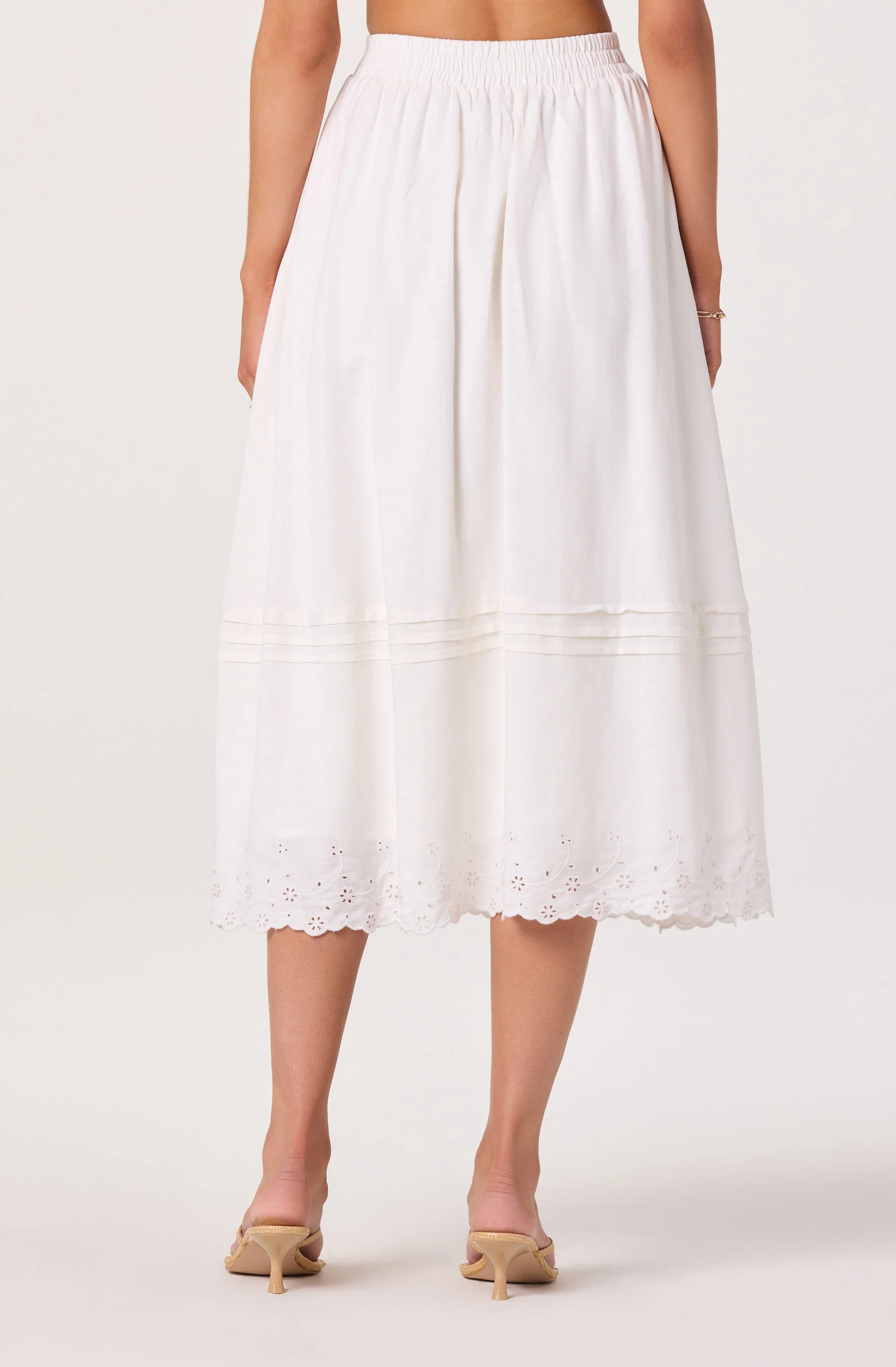 Shelly Eyelet Hem Linen Midi Skirt - Image 9