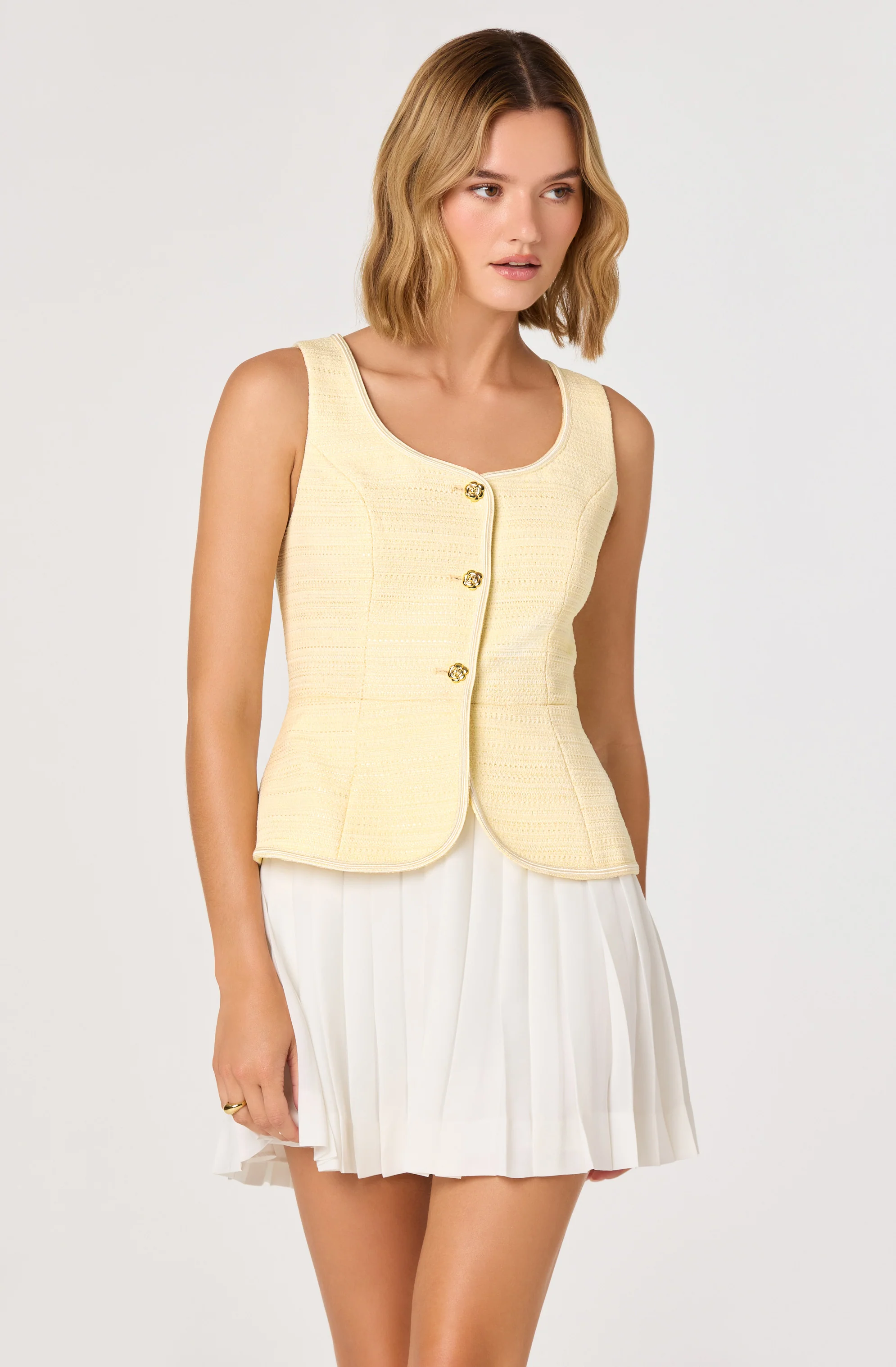 Sheridan Tweed Vest Mixed Media Mini Dress - Image 2