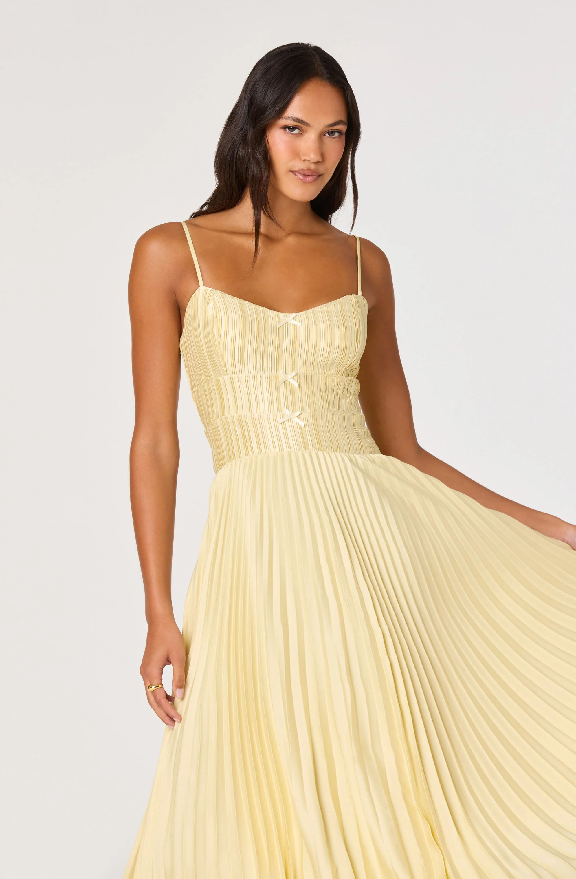 Shionagh Satin Bow-Detail Pleated Midi Dress - Image 11