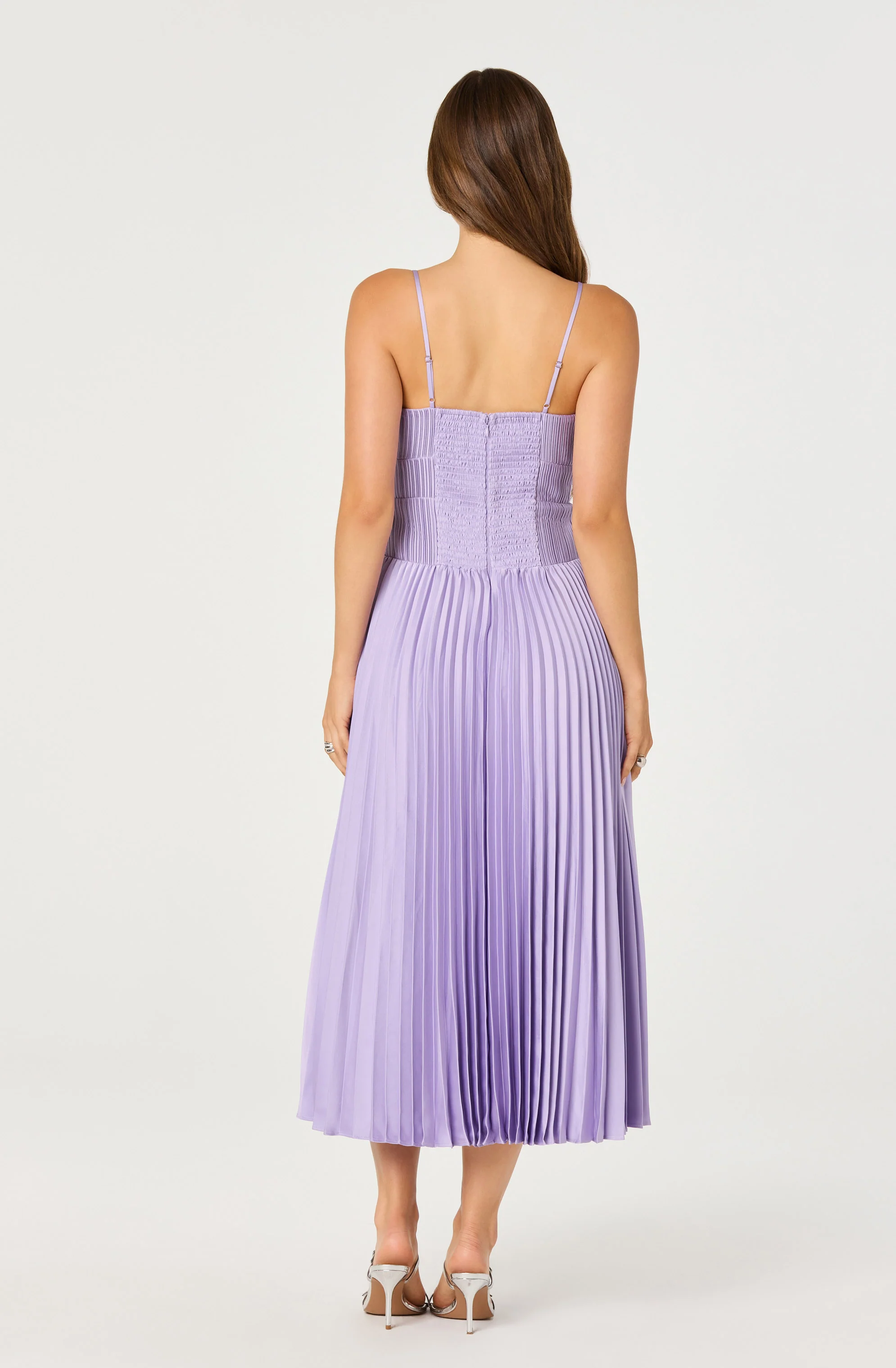 Shionagh Satin Bow-Detail Pleated Midi Dress - Image 3