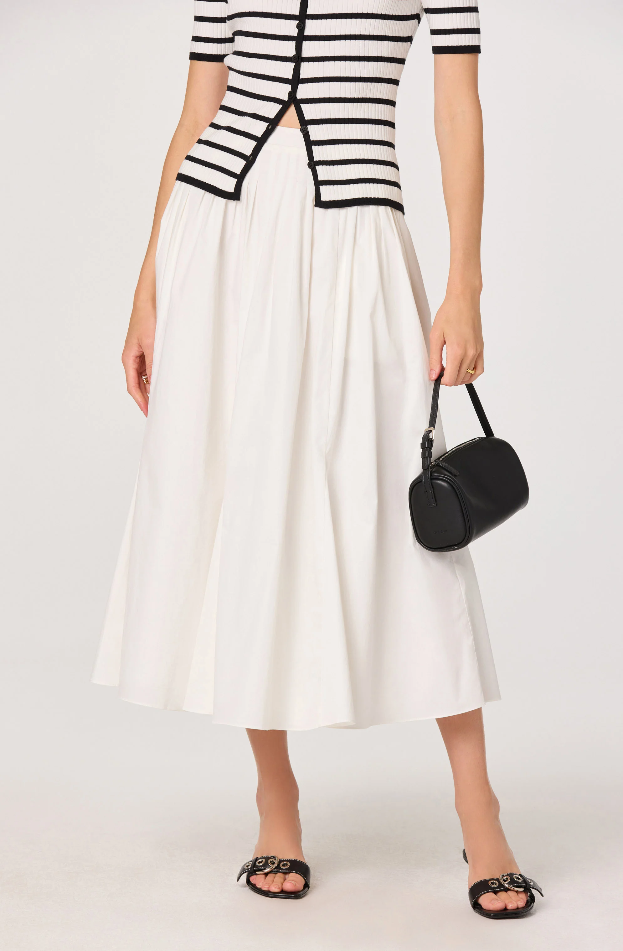 Sidra Cotton Knife Pleat Godet Midi Skirt - Image 2
