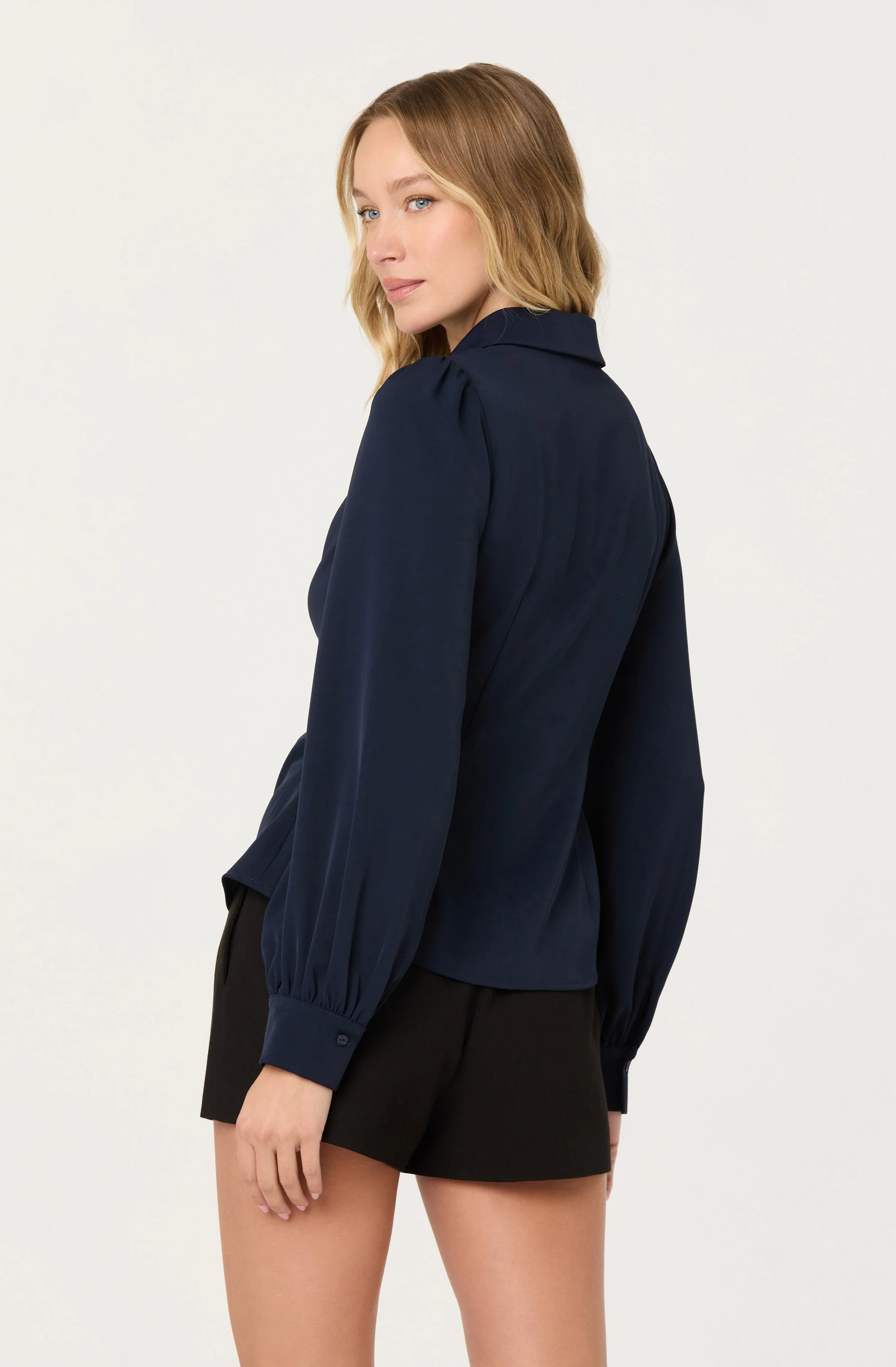 Simran Collared V-Neck Ruched Top - Image 10