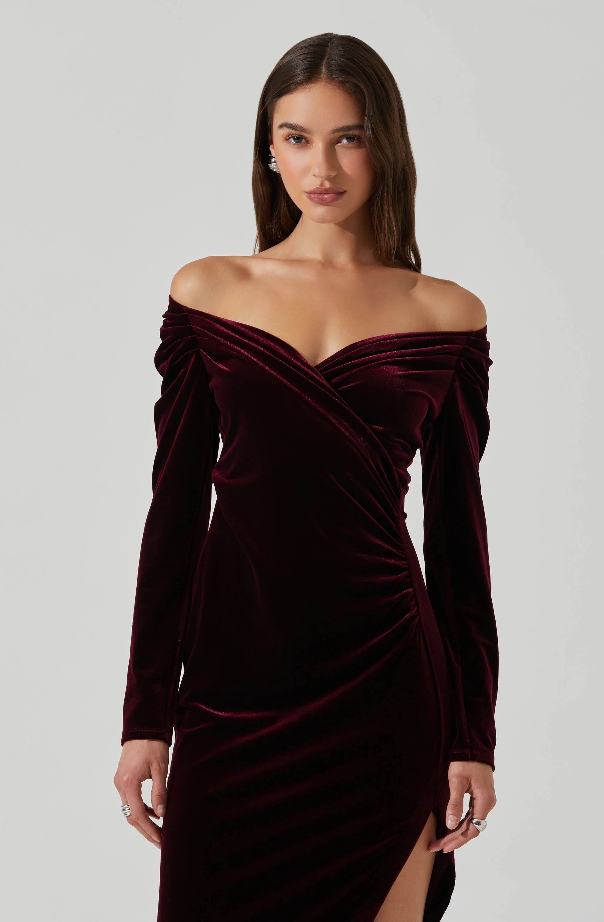 Sirica Velvet Off Shoulder Dress - Image 2