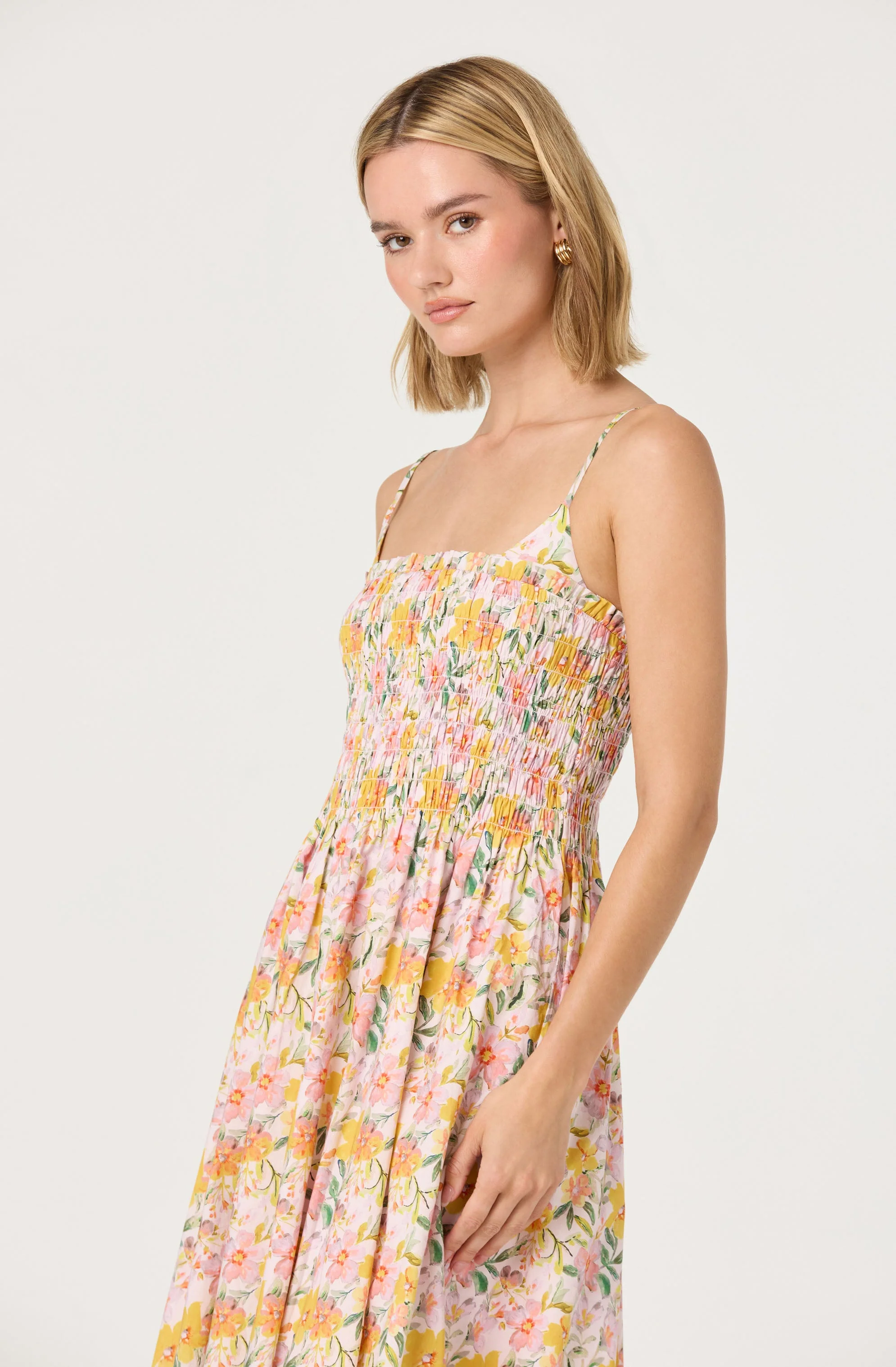 Smocked Floral Midi Dress - Image 12