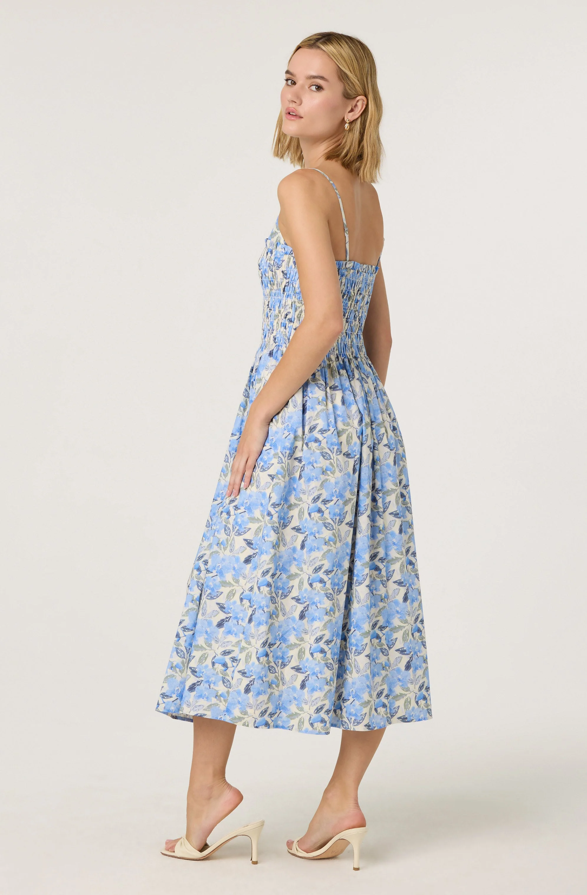 Smocked Floral Midi Dress - Image 3