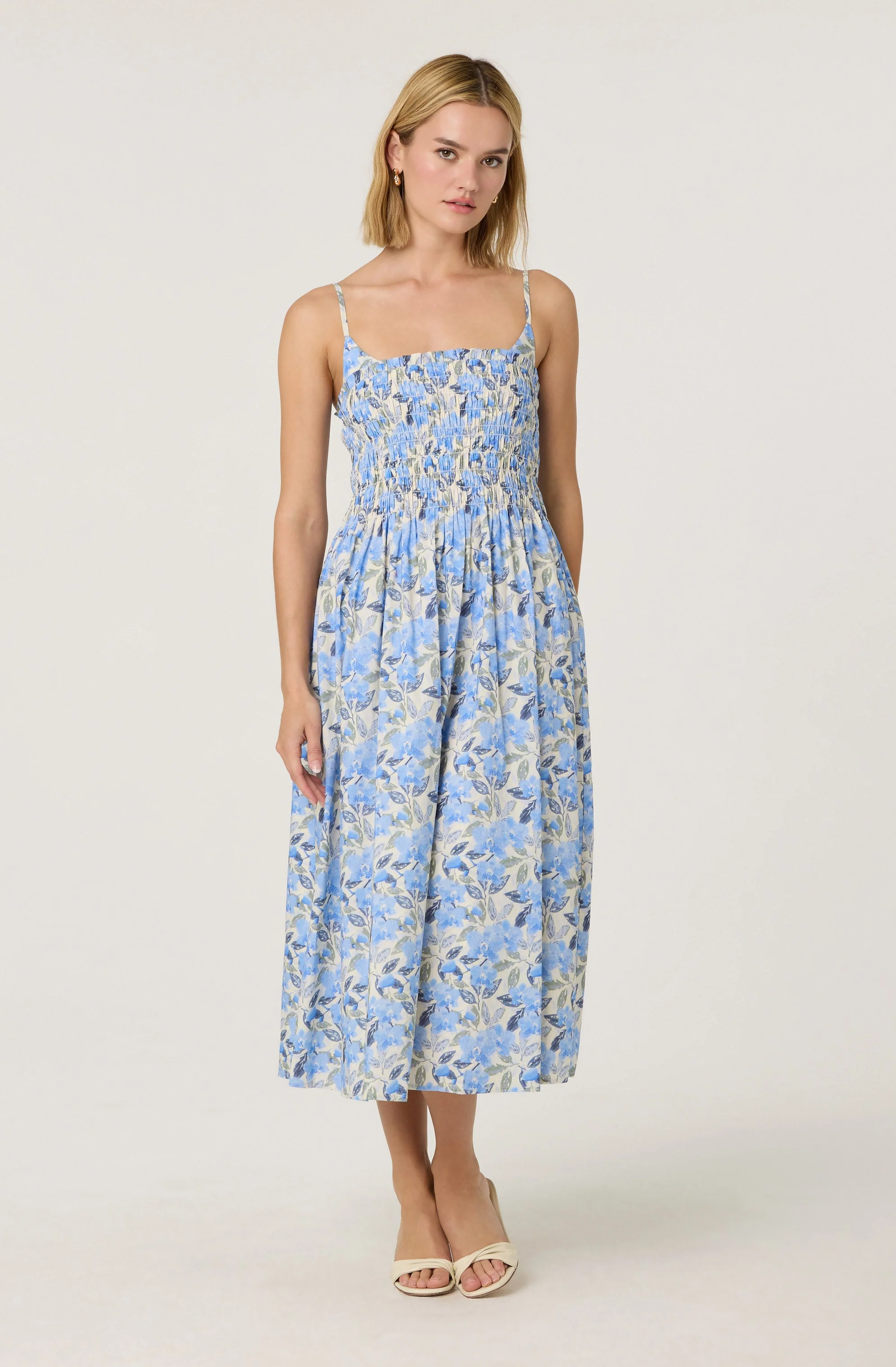 Smocked Floral Midi Dress - Image 6