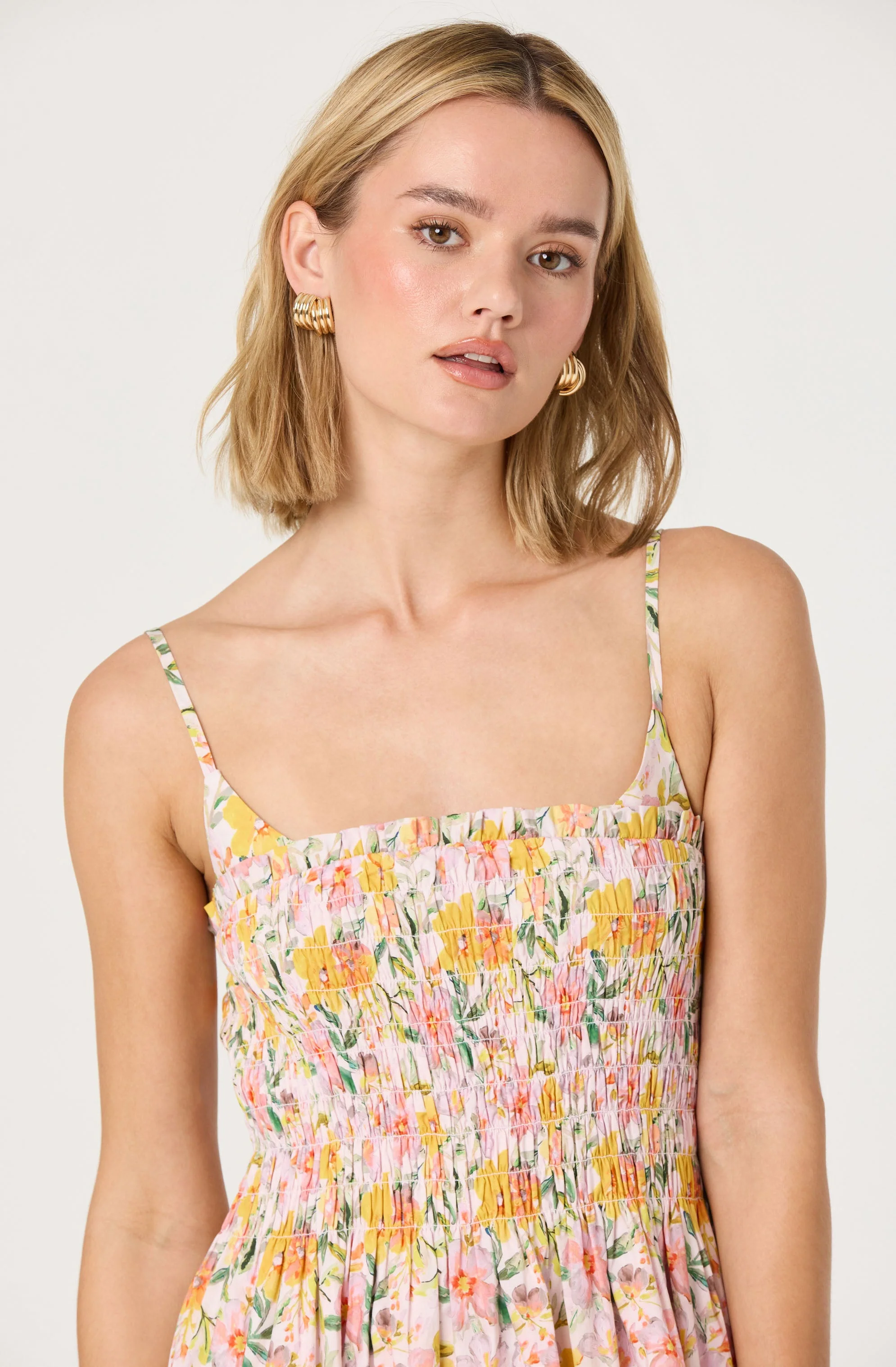 Smocked Floral Midi Dress - Image 8