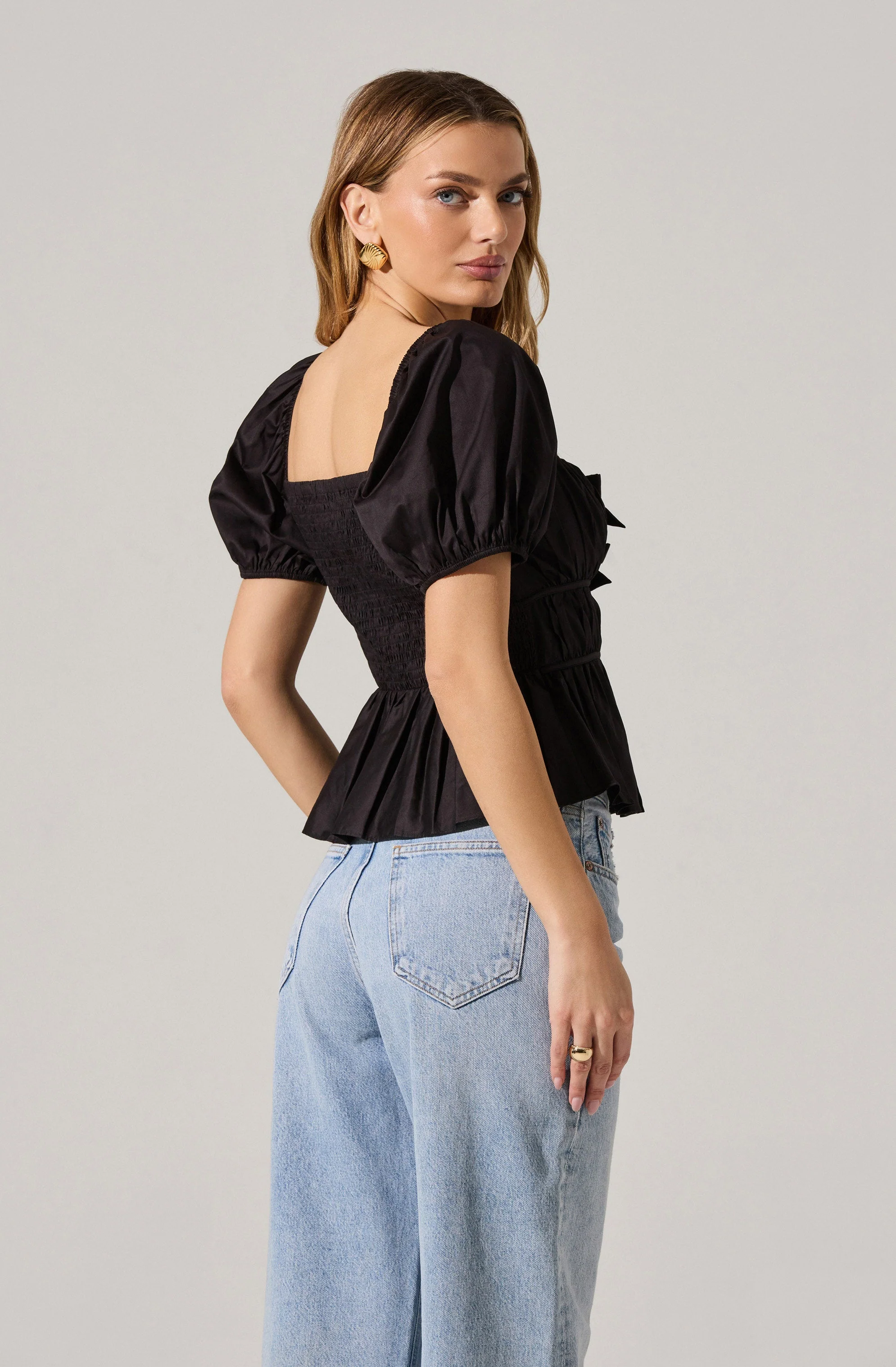 Bow Front Peplum Top - Image 18