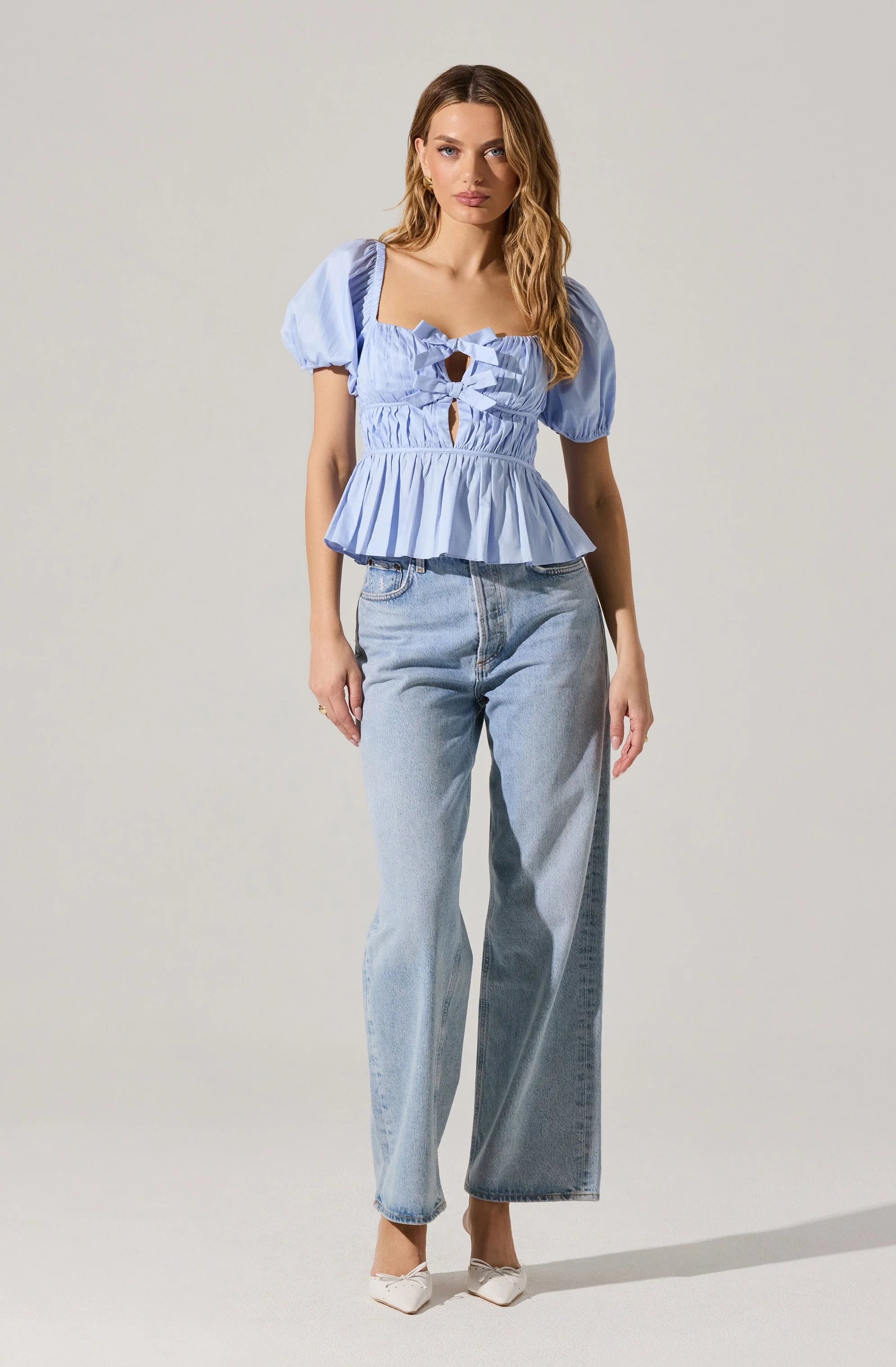 Bow Front Peplum Top - Image 22