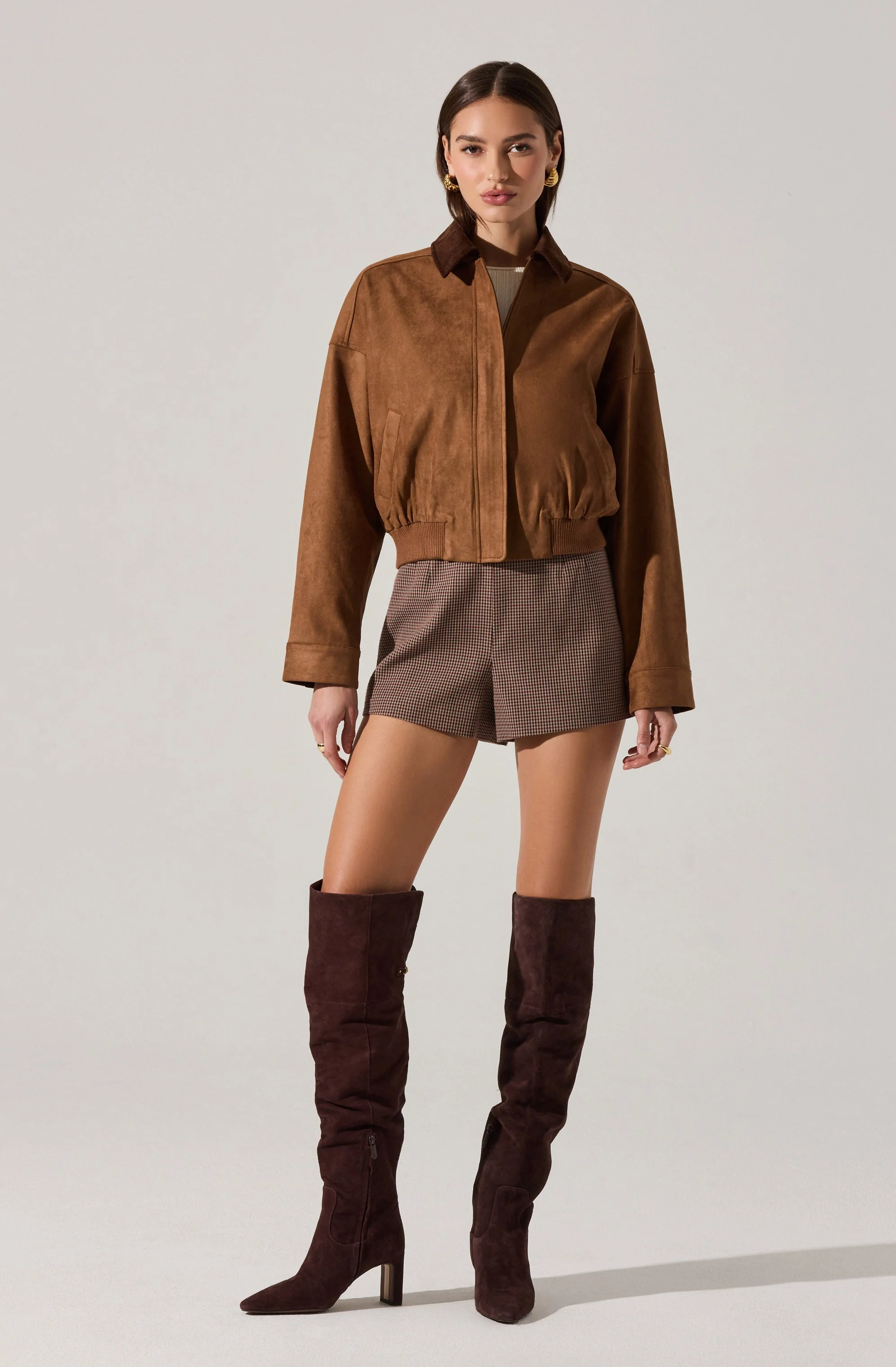 Sorine Faux Suede Bomber Jacket - Image 4