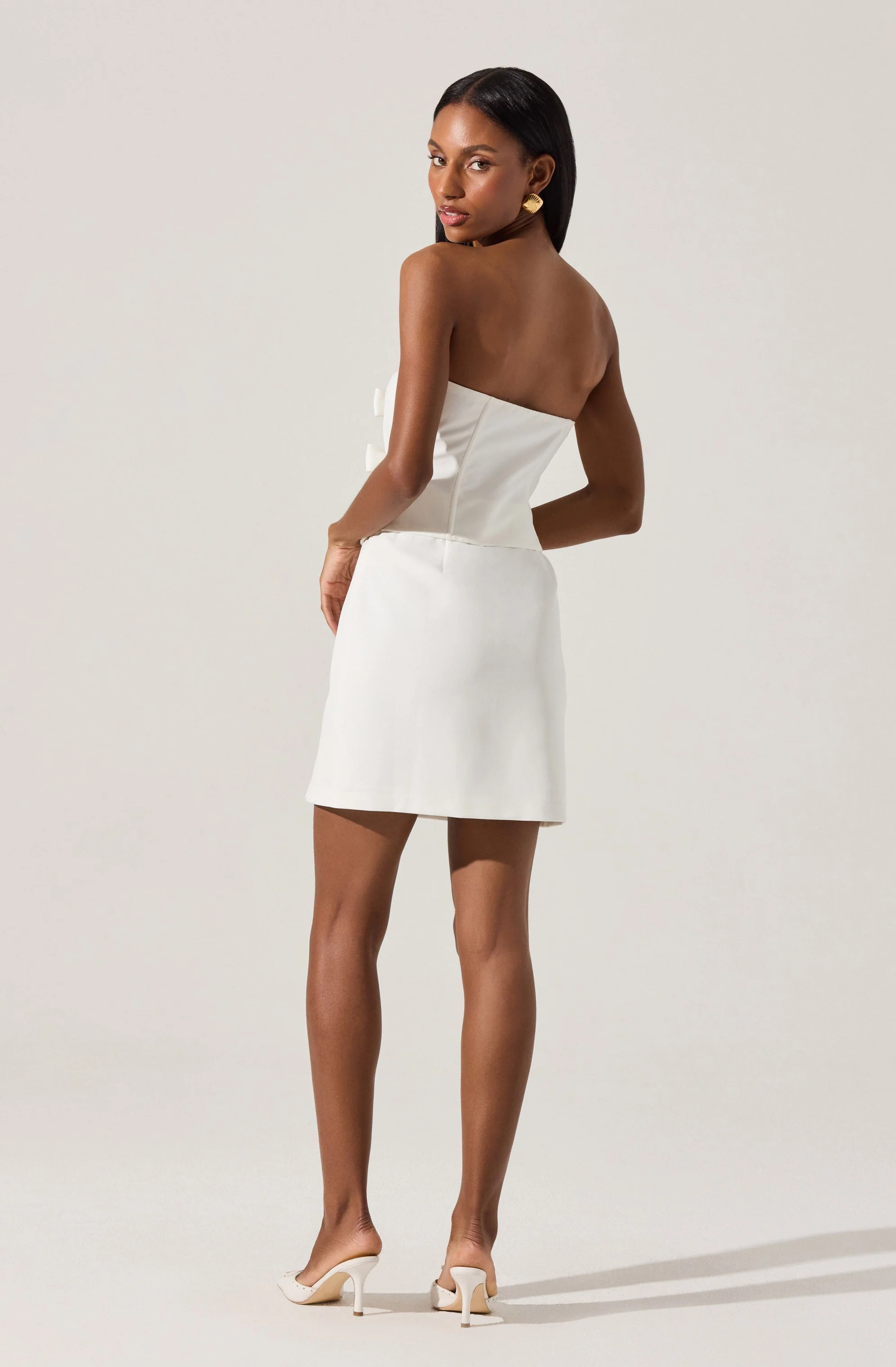 Strapless Layered Bow Mini Dress - Image 3