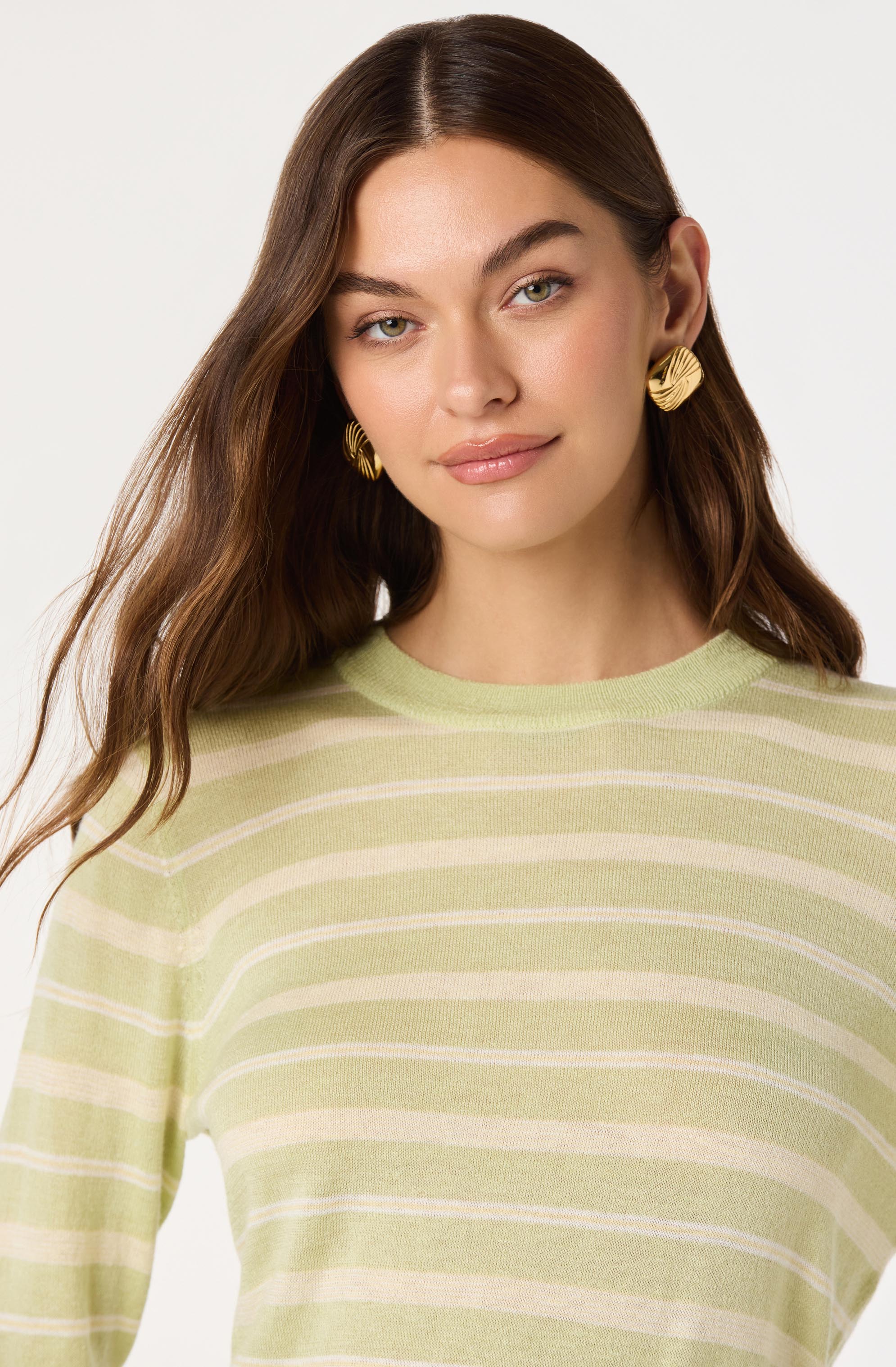 Striped Semi-Sheer Crewneck Sweater - Image 5