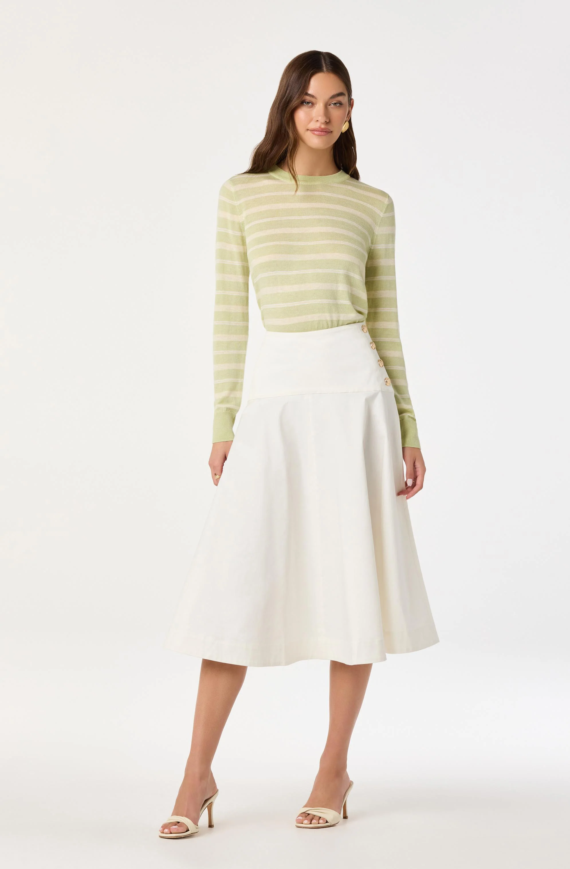 Striped Semi-Sheer Crewneck Sweater - Image 6