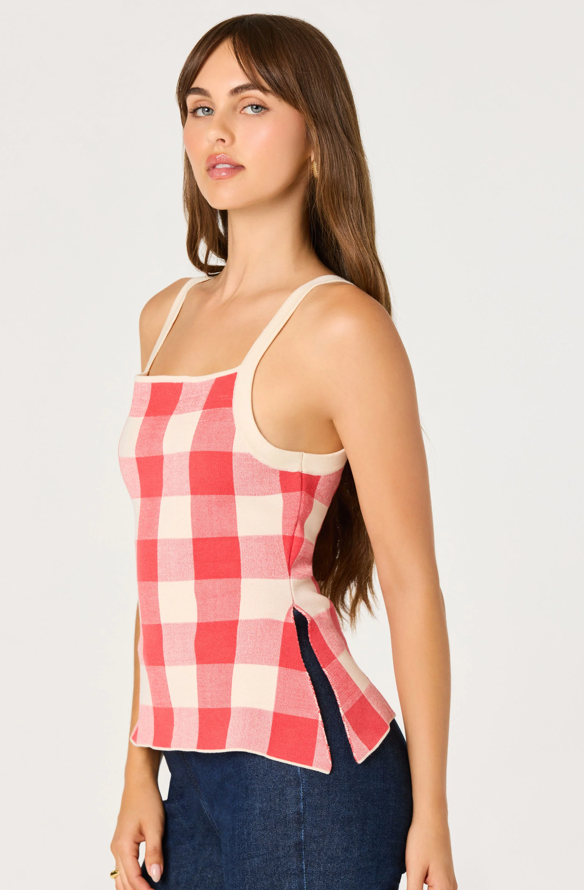 Sue Check Square-Neck Top - Image 5