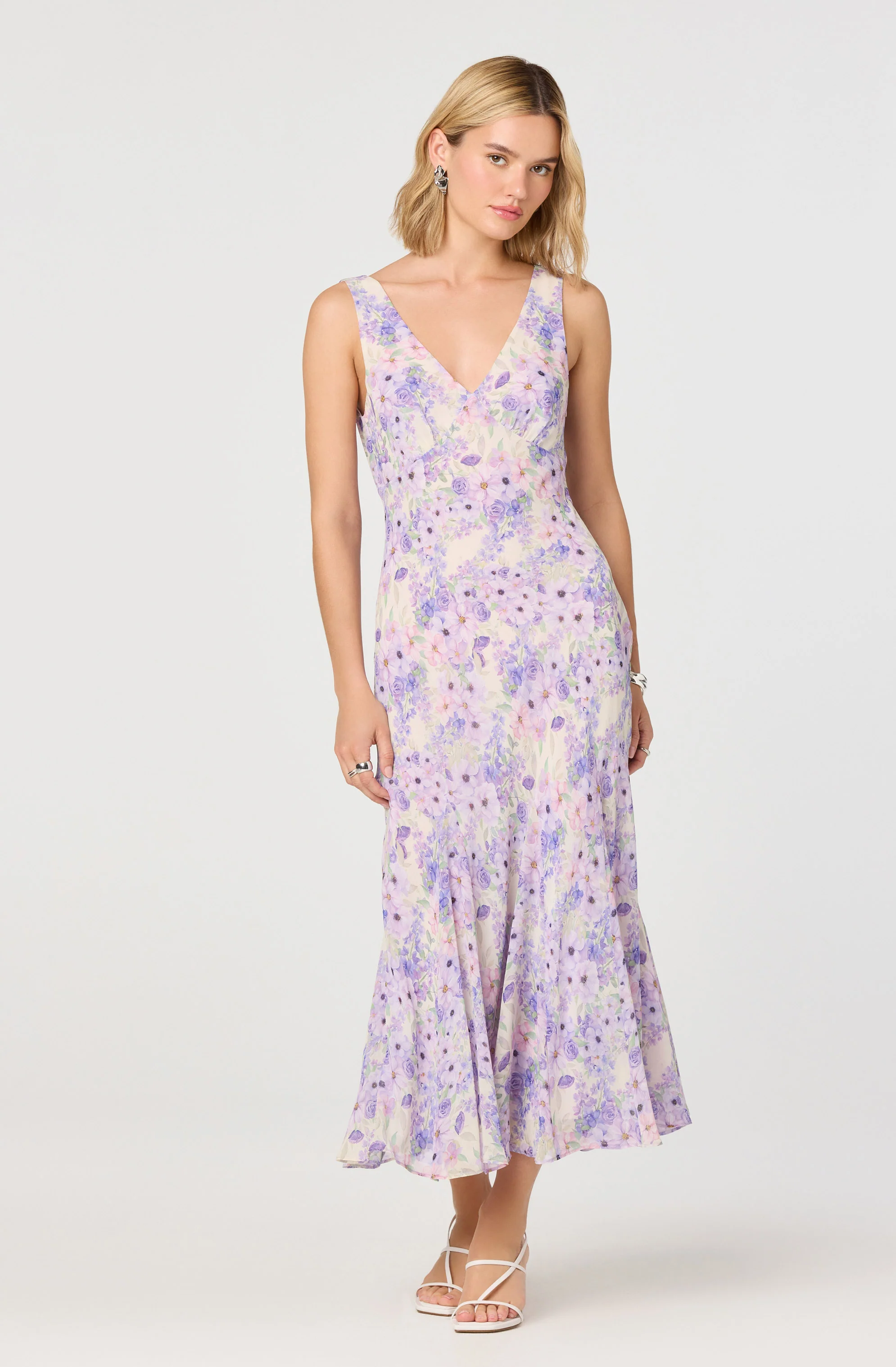 Symone Floral Godet Midi Dress - Image 2