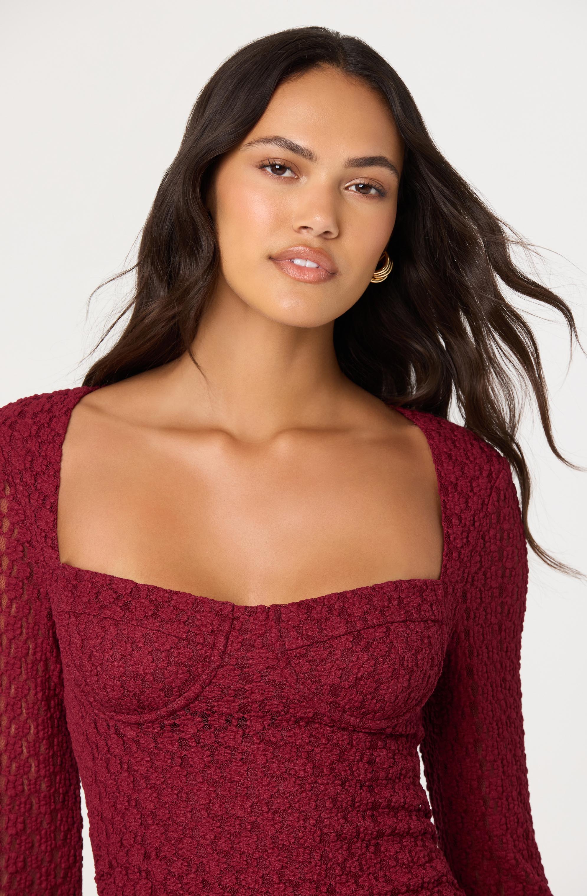 Tamia Floral Lace Bustier Midi Dress - Image 3