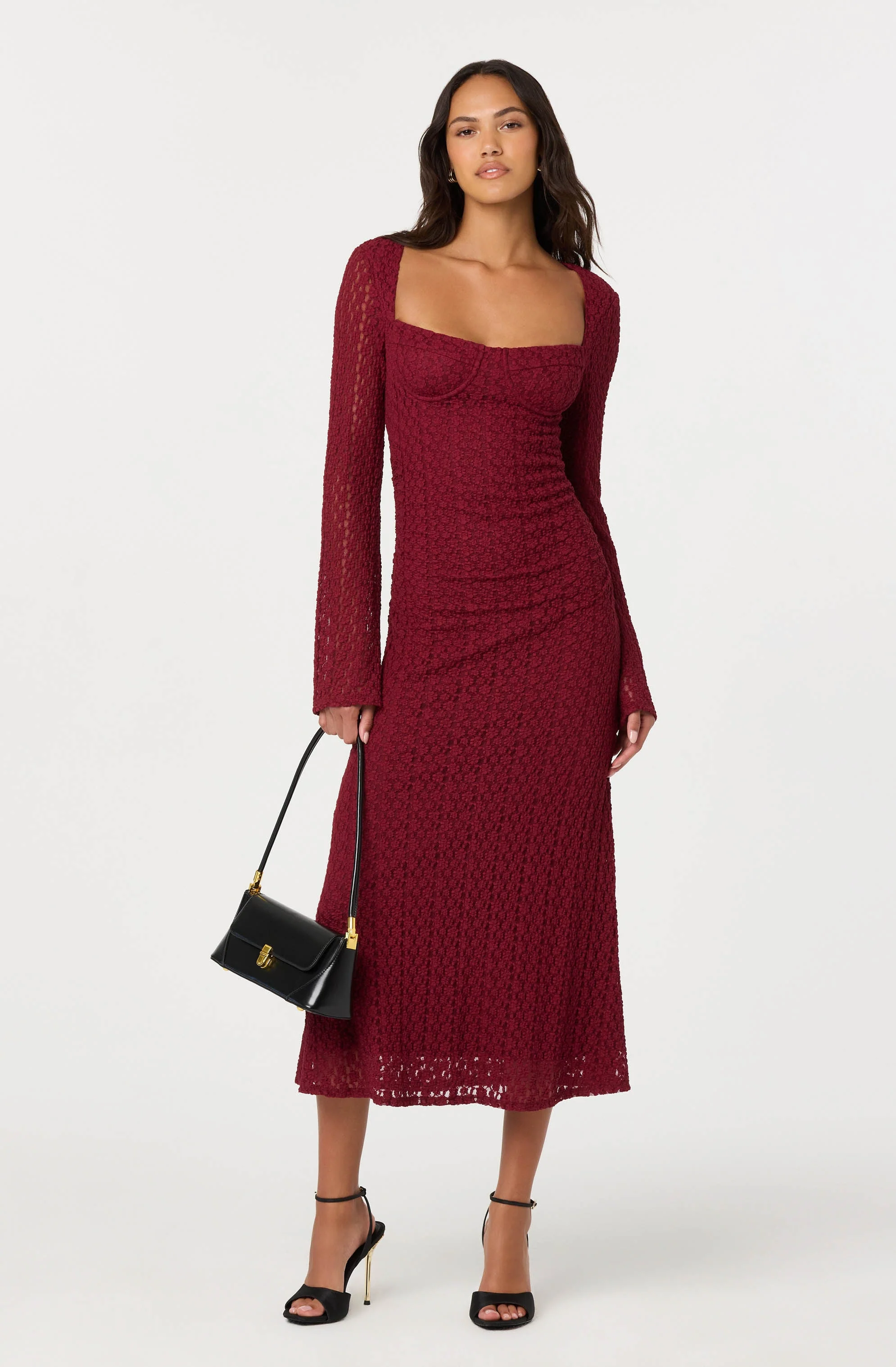 Tamia Floral Lace Bustier Midi Dress - Image 5