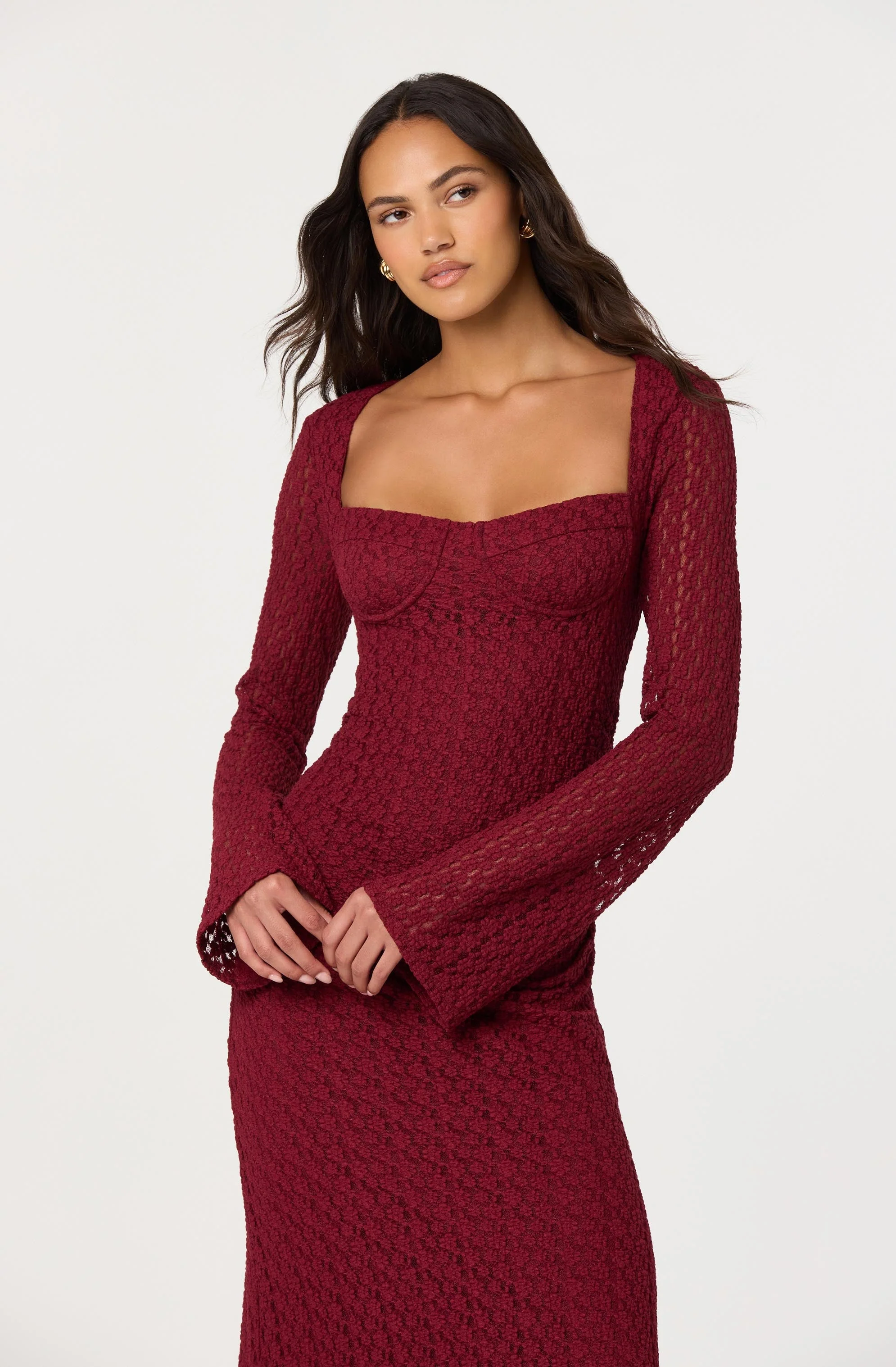 Tamia Floral Lace Bustier Midi Dress - Image 6