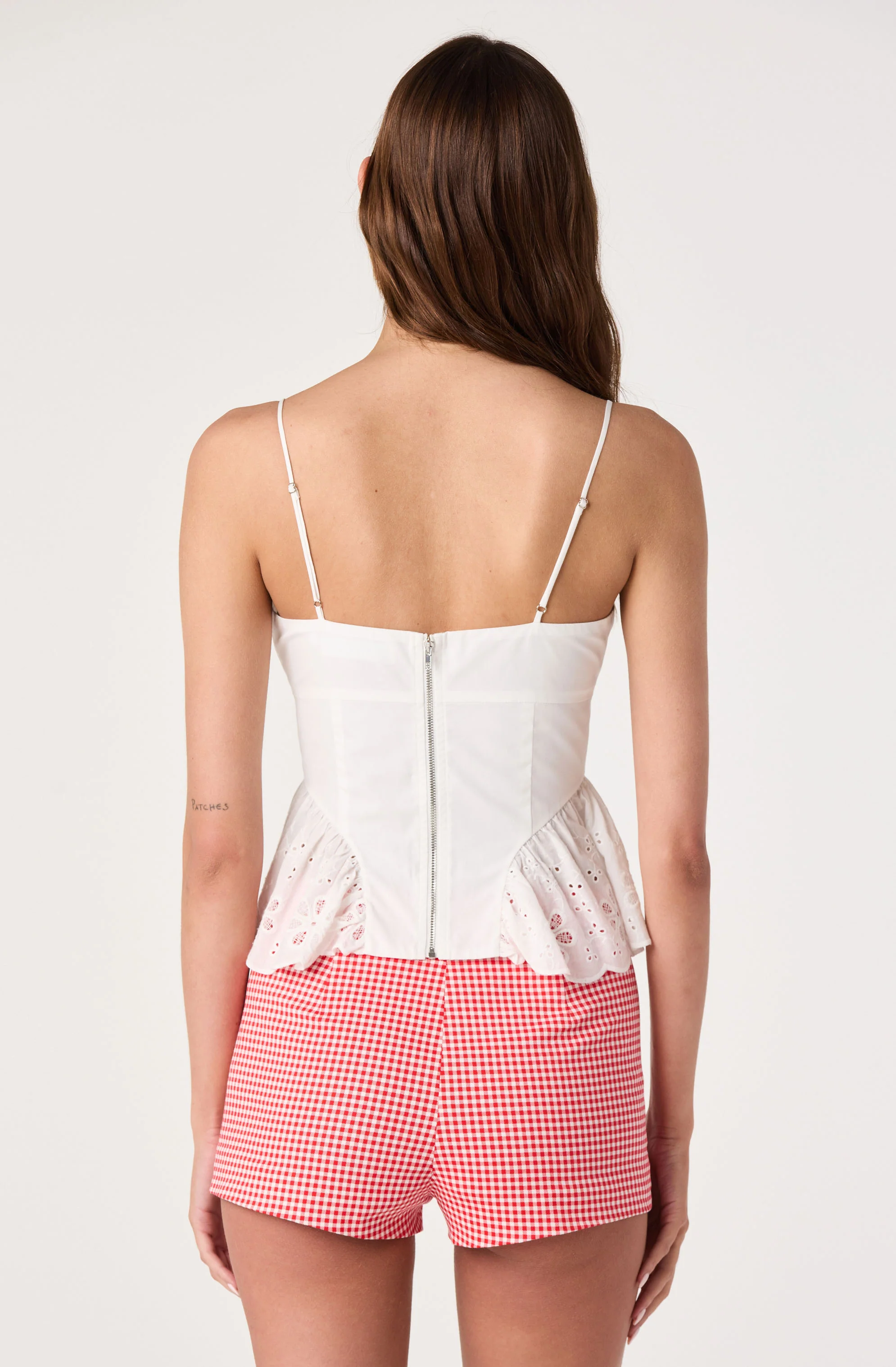 Teale Eyelet Scalloped Peplum Cropped Top - Image 4