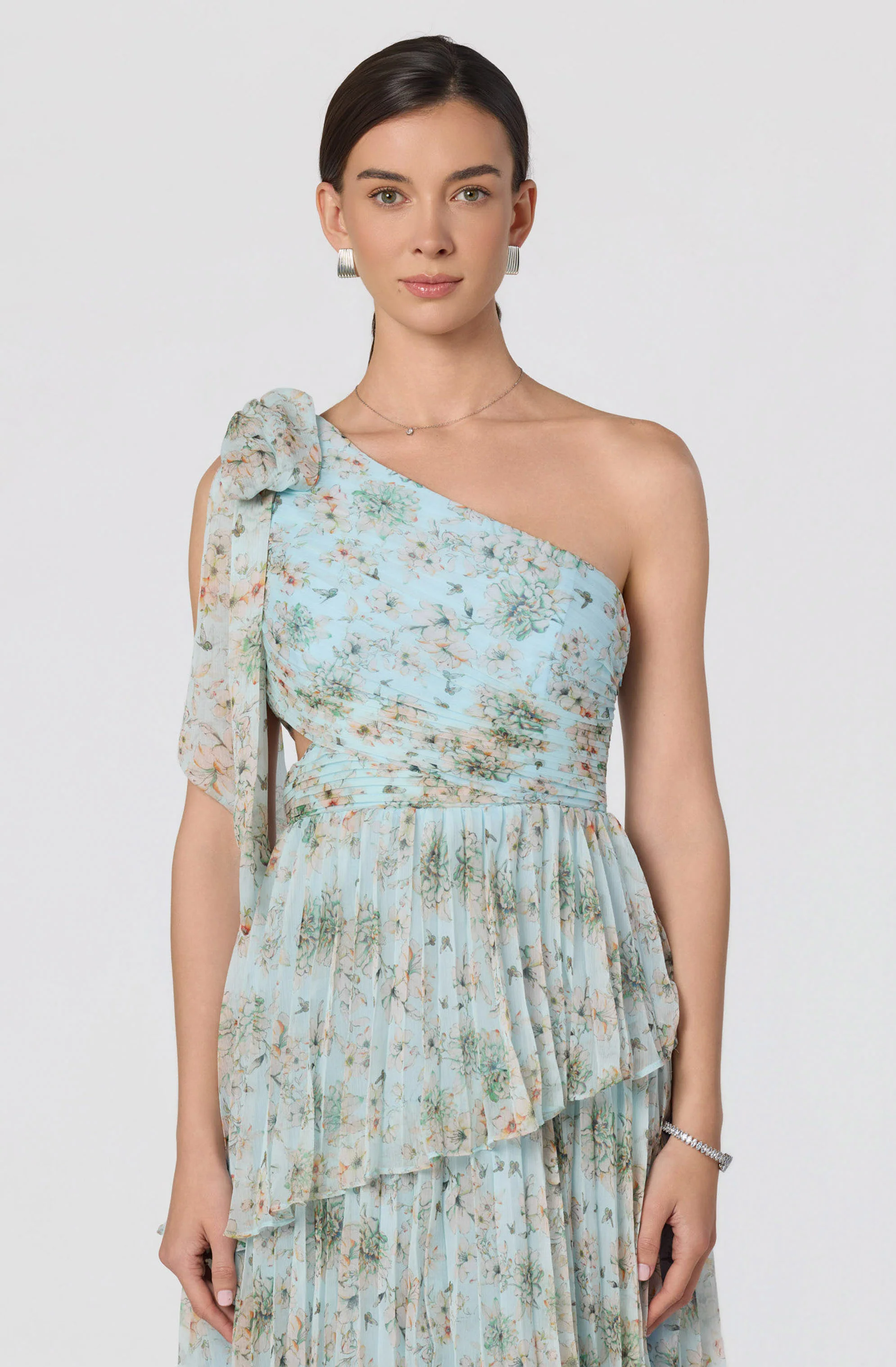 Tearra Floral One-Shoulder Tiered Maxi Dress - Image 4