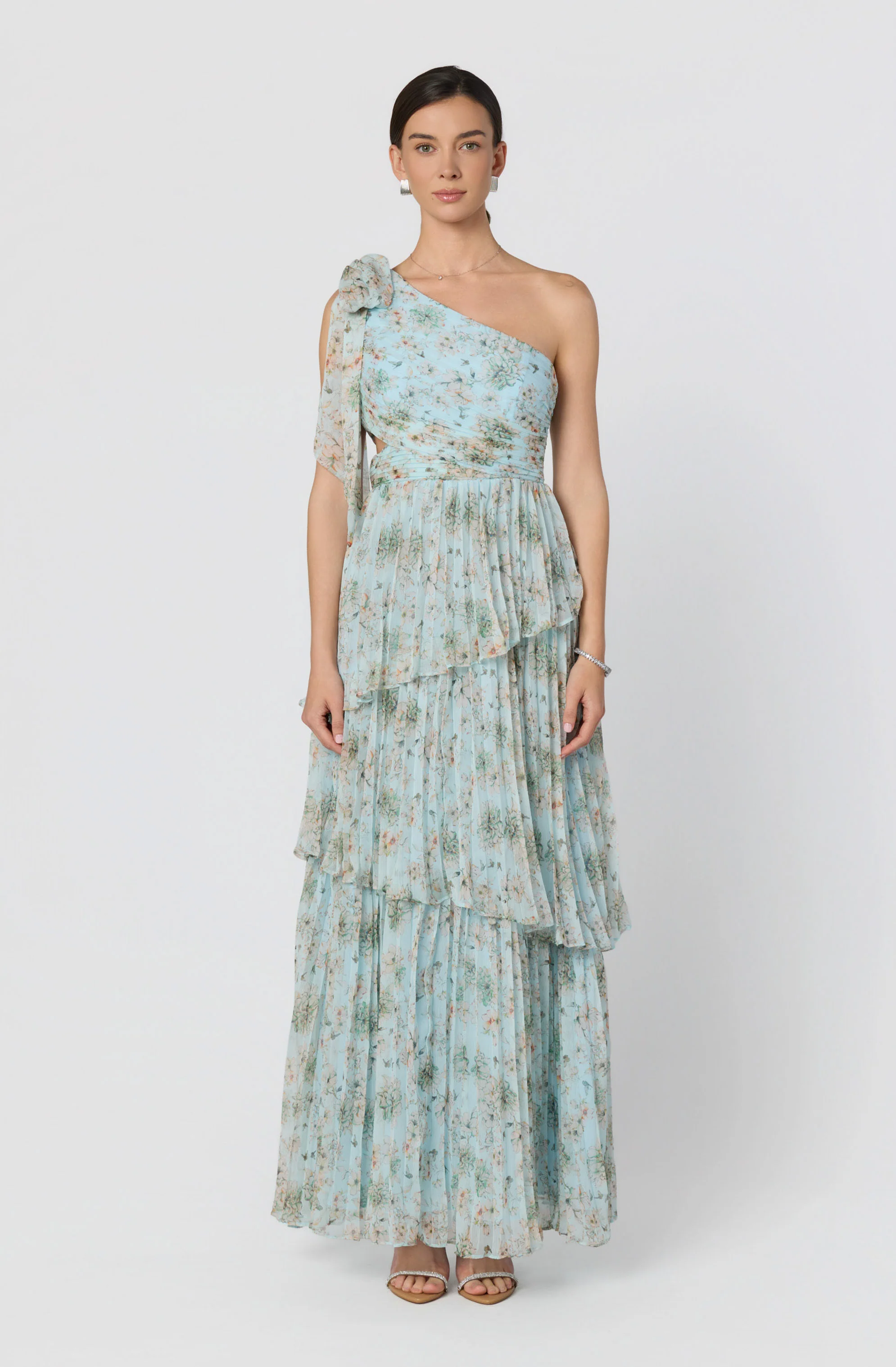 Tearra Floral One-Shoulder Tiered Maxi Dress - Image 5
