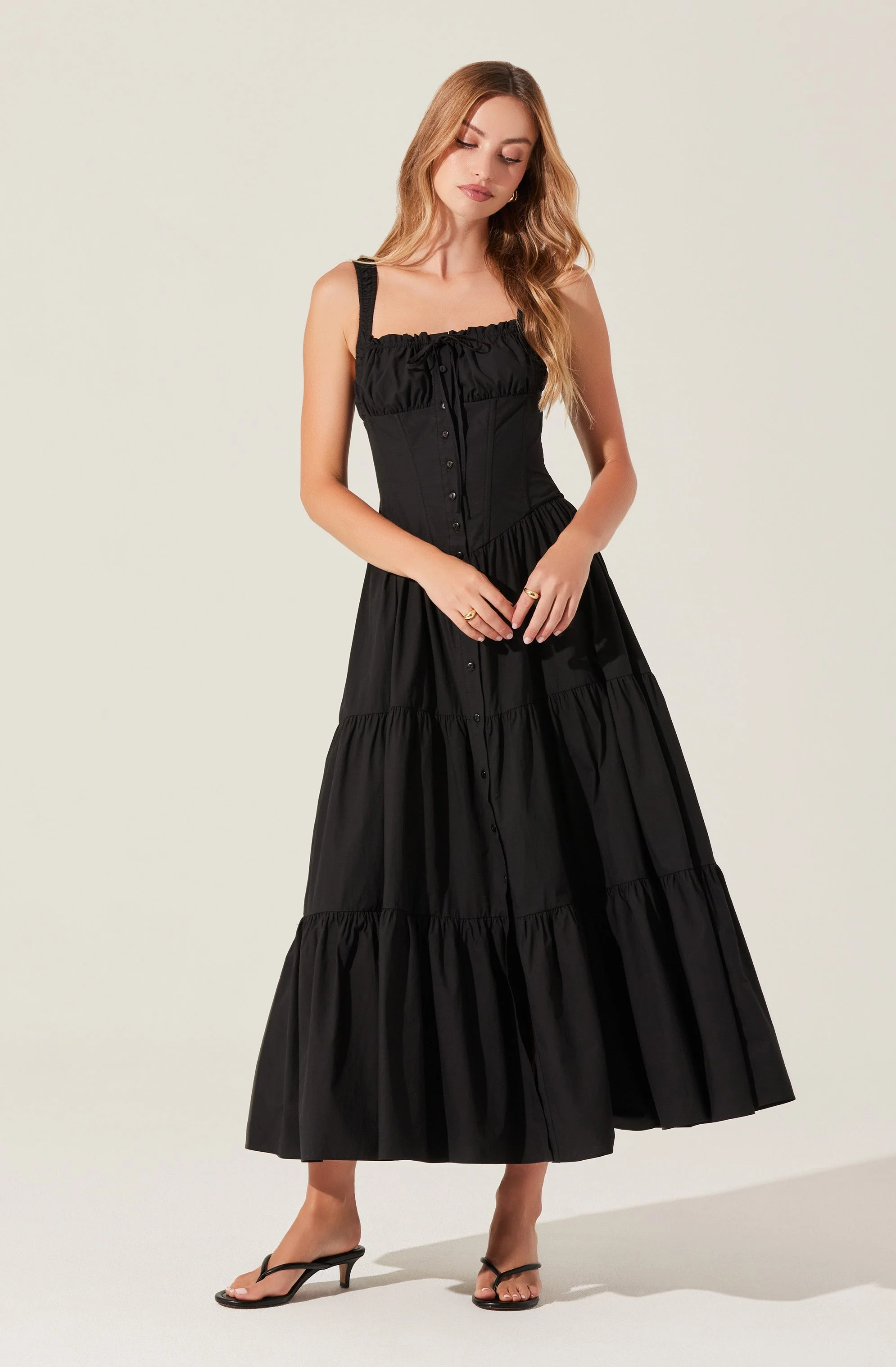 Temperance Tiered Milkmaid Maxi Dress - Image 11