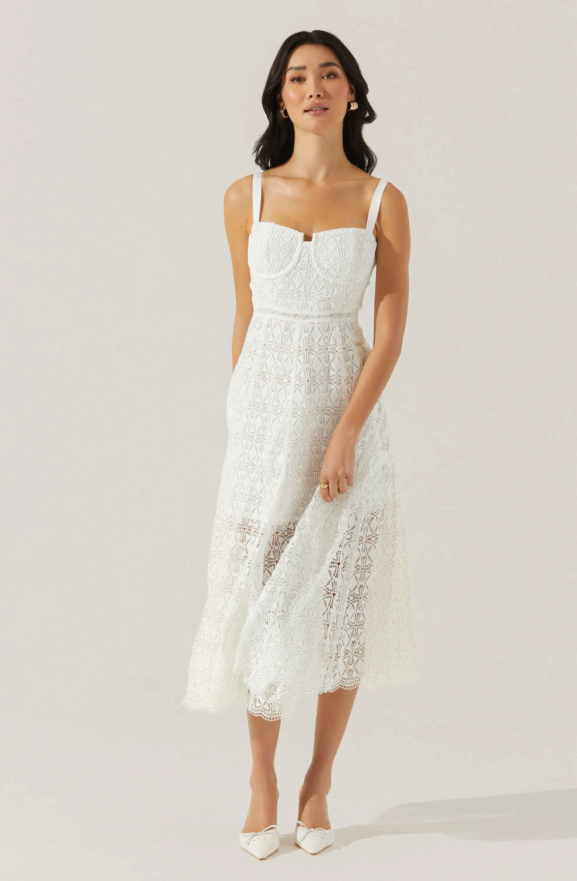 Tenna Floral Lace Bustier Midi Dress