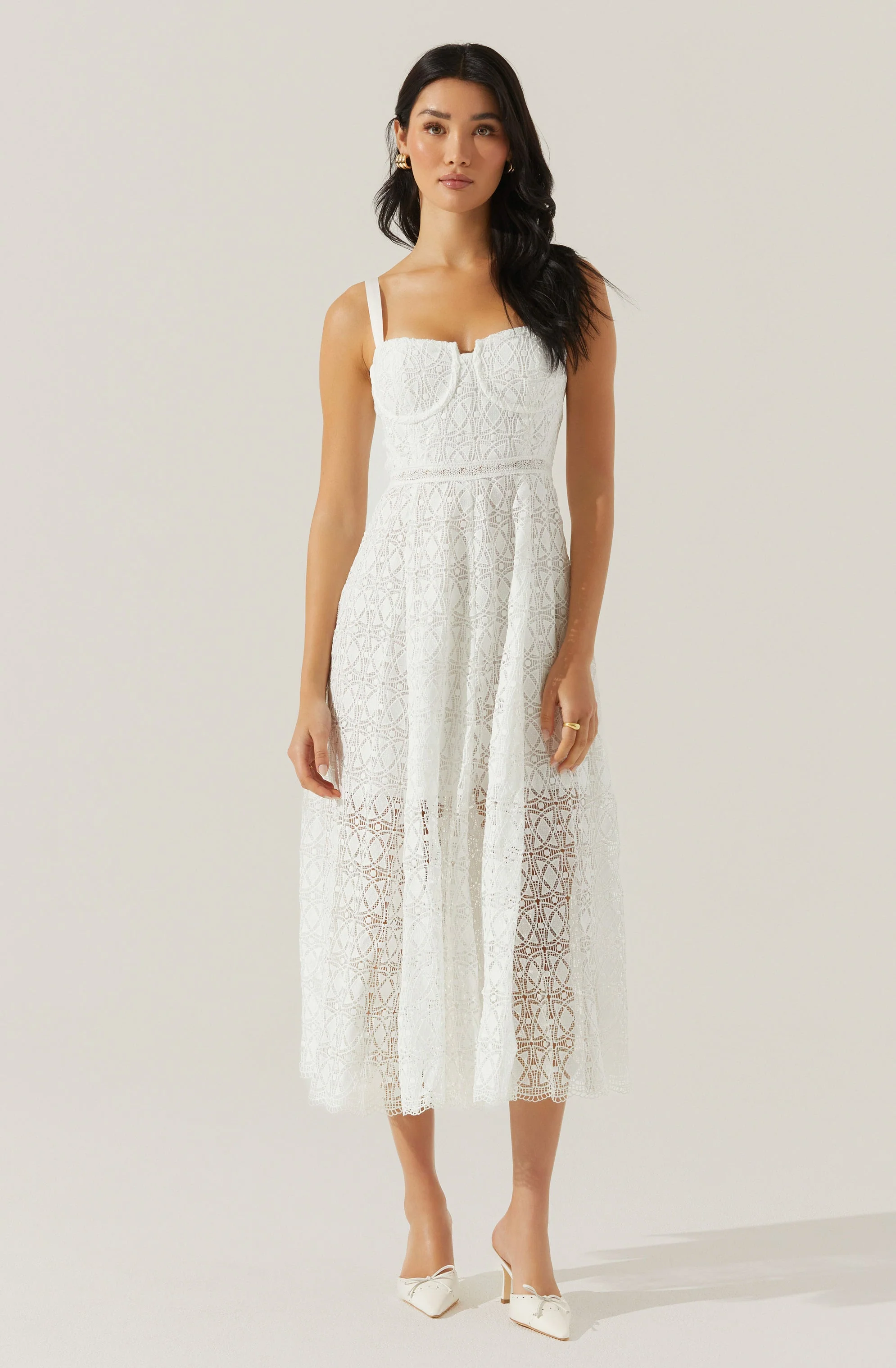 Tenna Floral Lace Bustier Midi Dress - Image 2