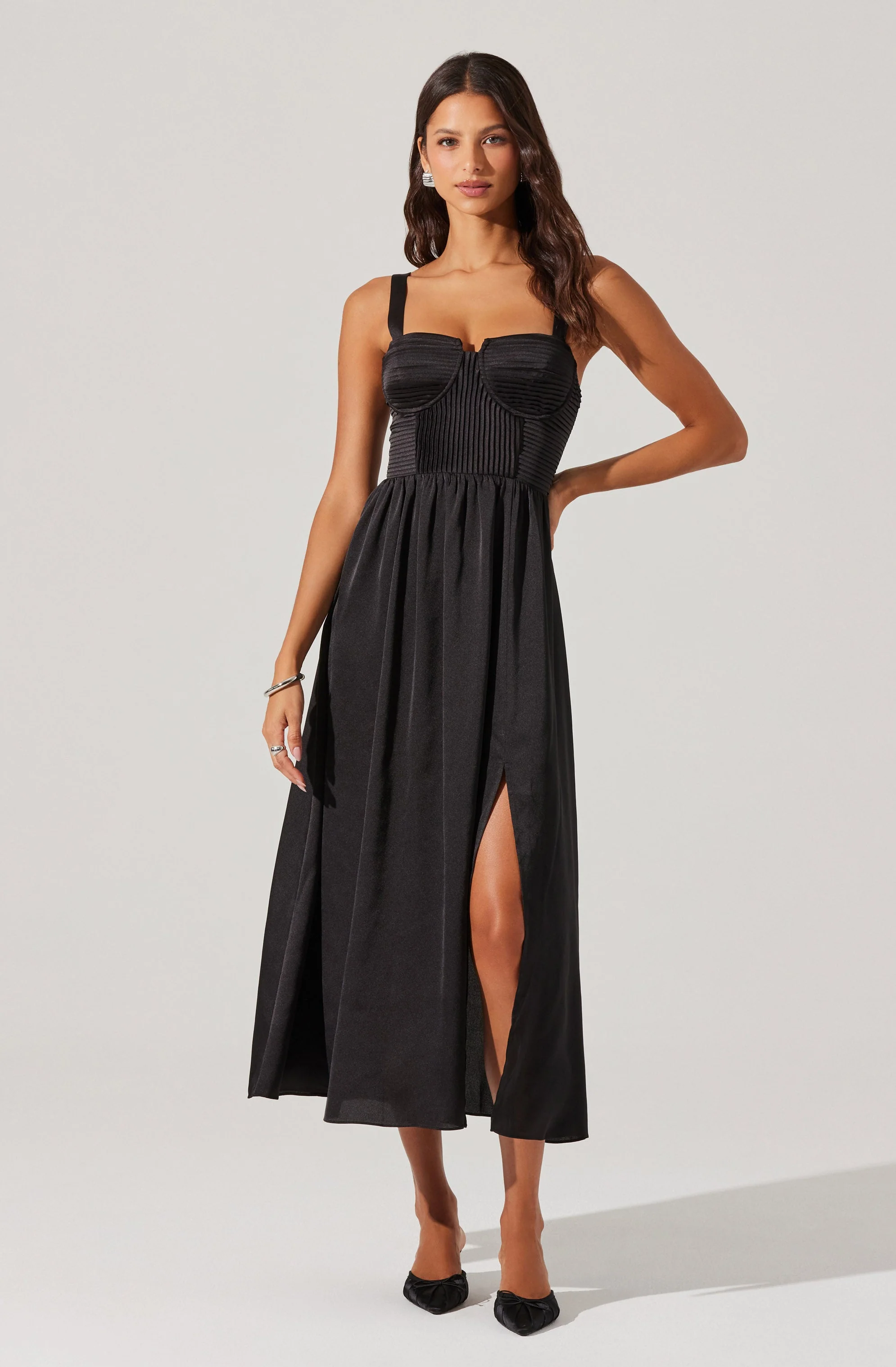 Pleated Bustier Midi Dress - Image 13