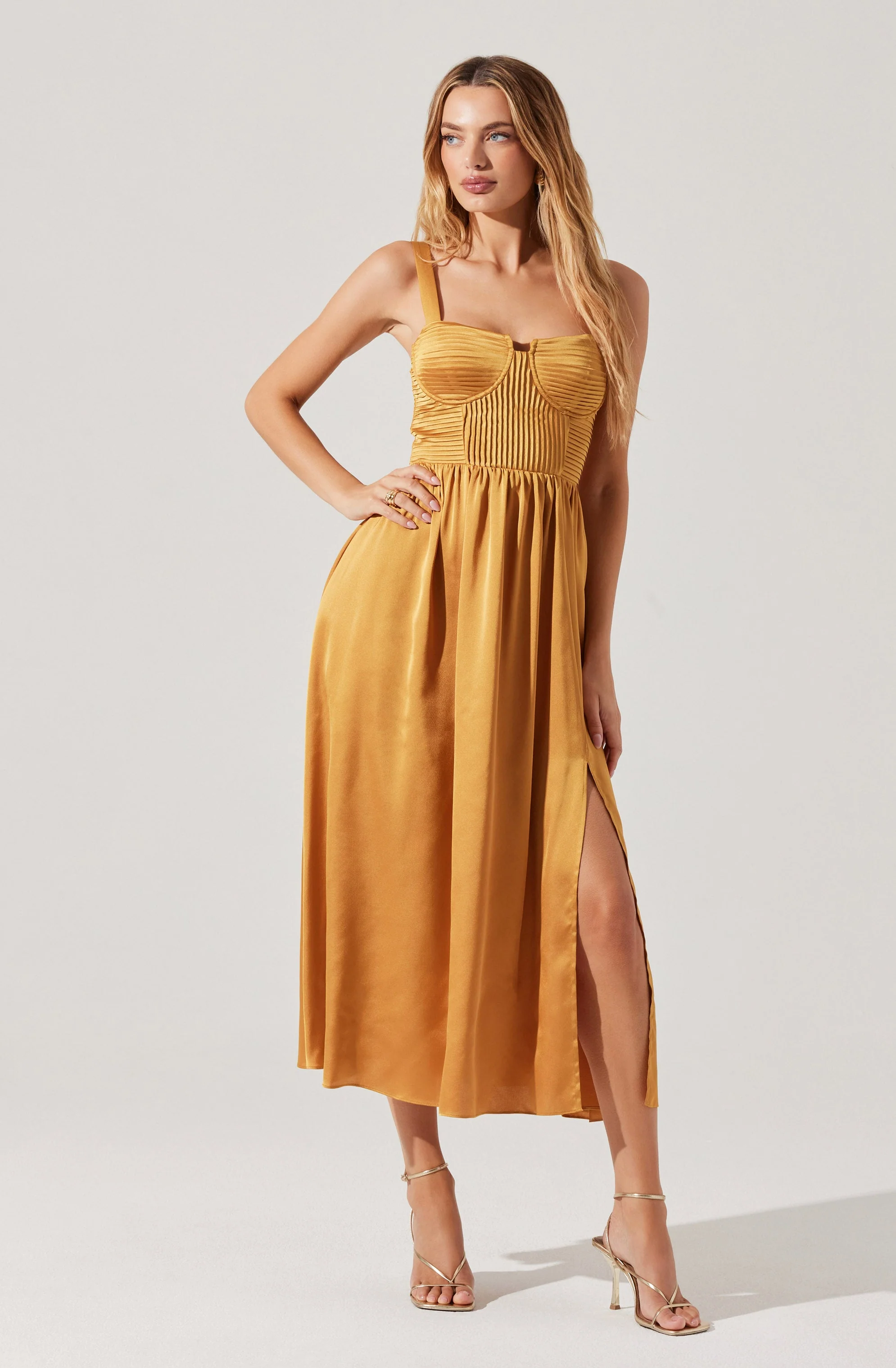 Pleated Bustier Midi Dress - Image 21