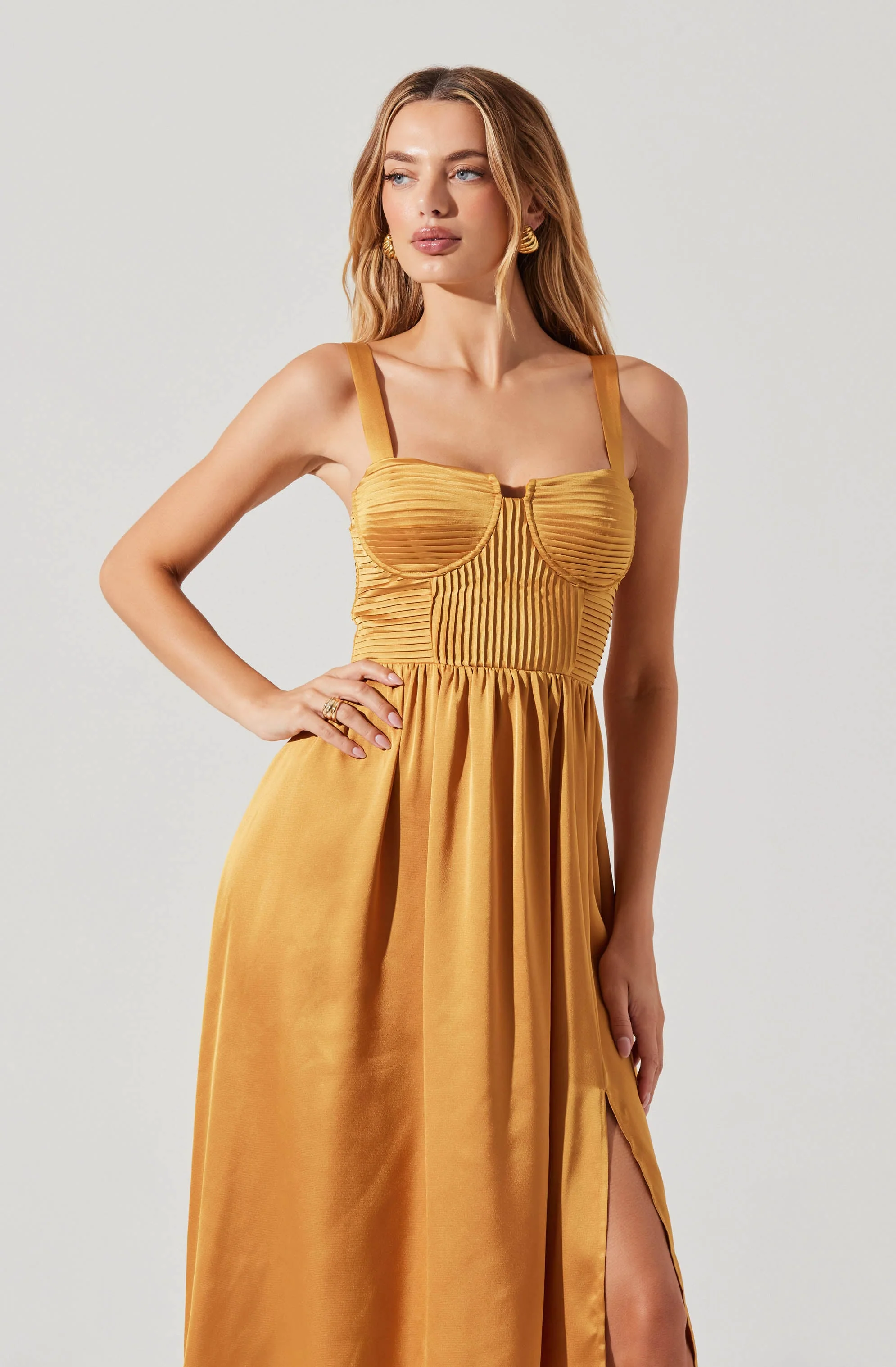 Pleated Bustier Midi Dress - Image 23