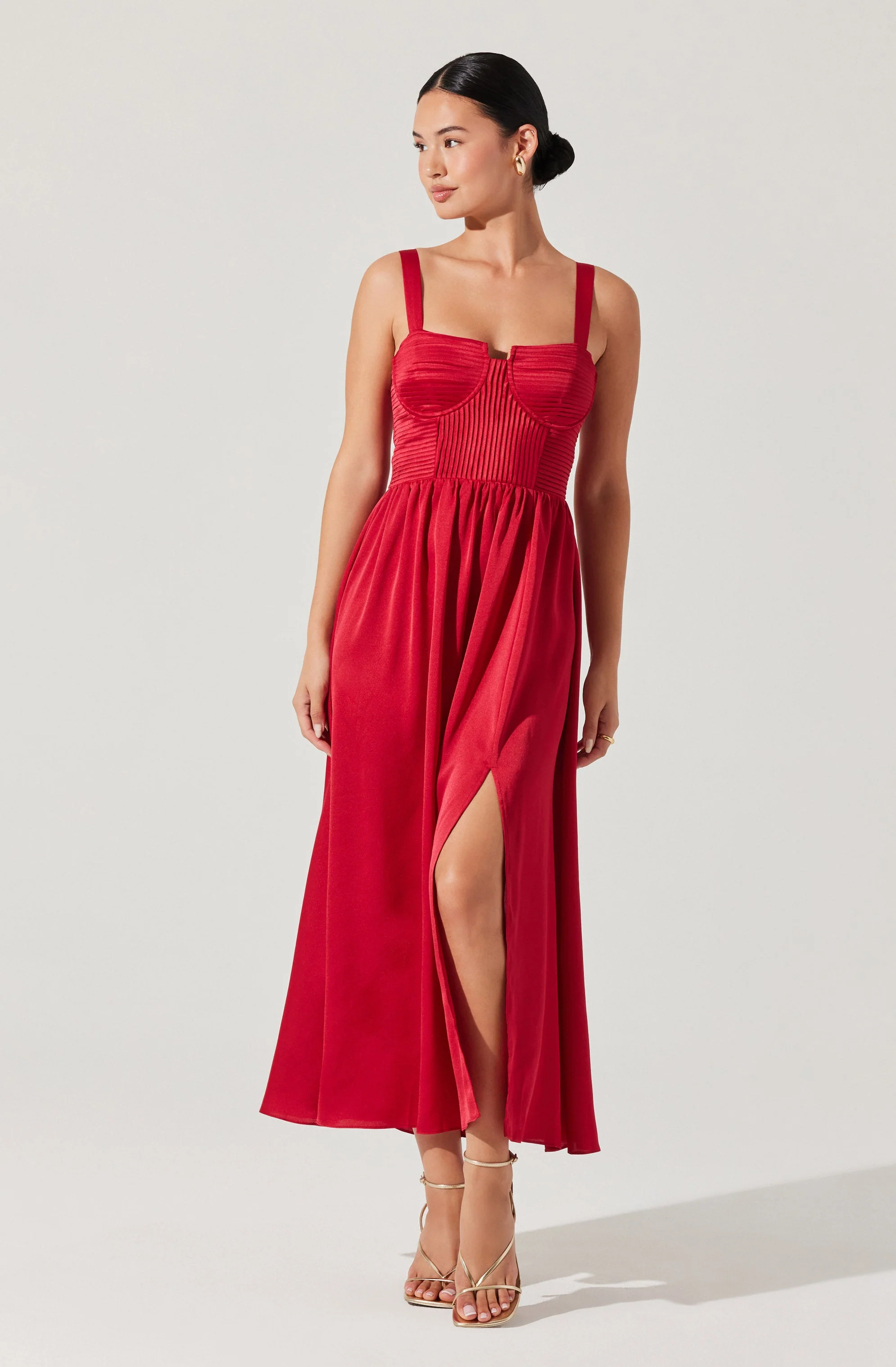 Pleated Bustier Midi Dress - Image 3