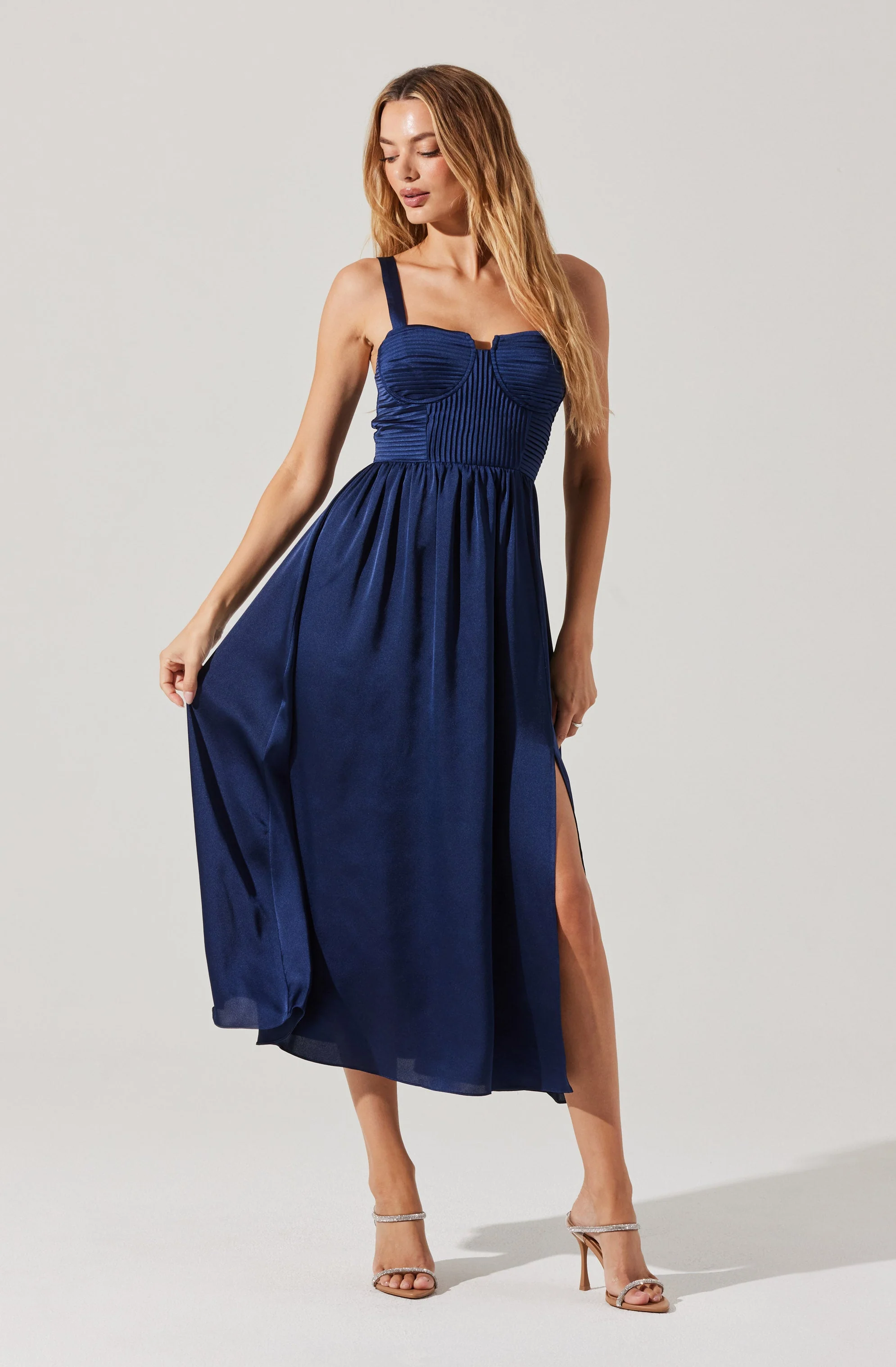 Pleated Bustier Midi Dress - Image 9