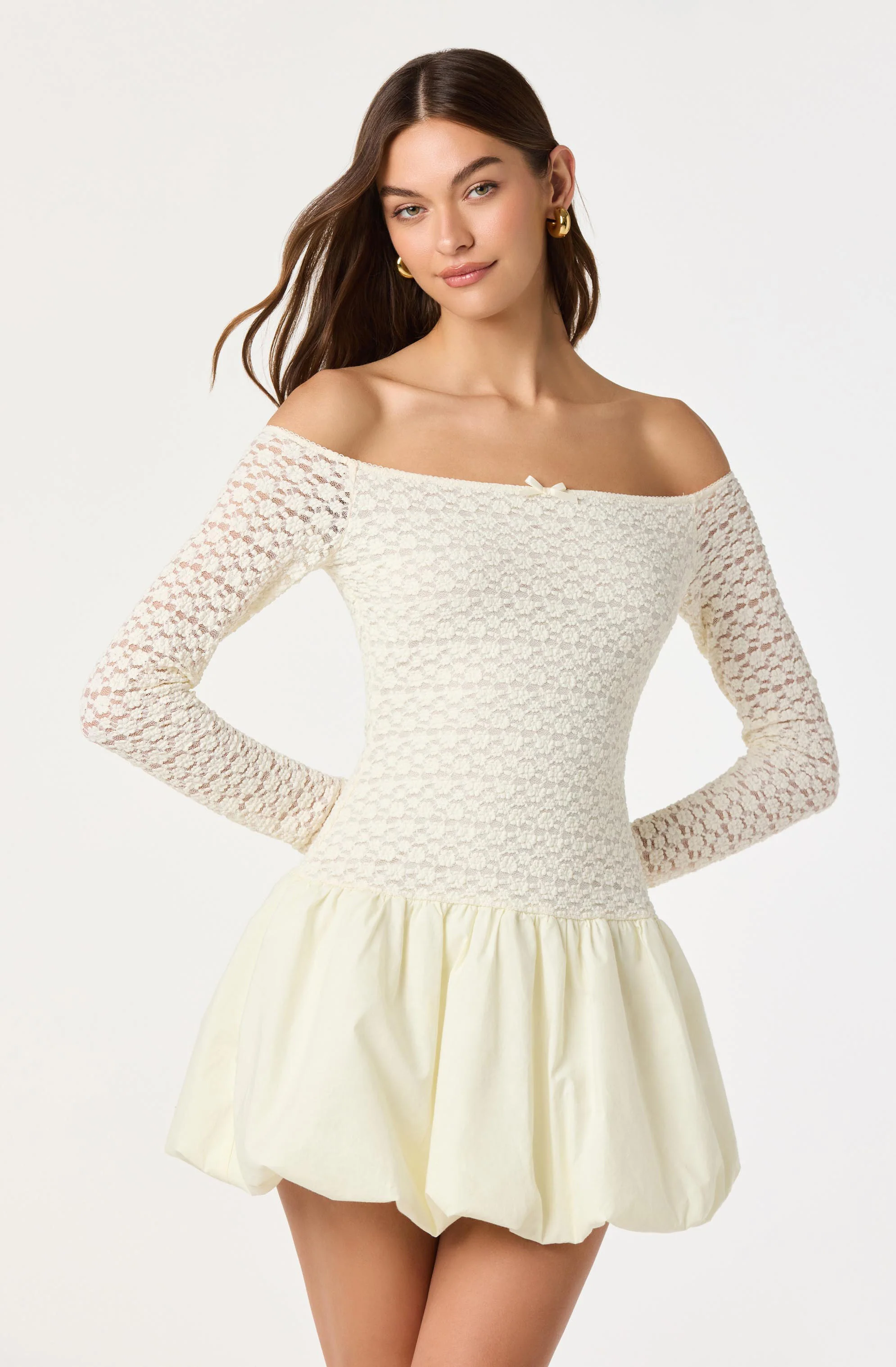 Off Shoulder Mixed Media Dress - Image 3