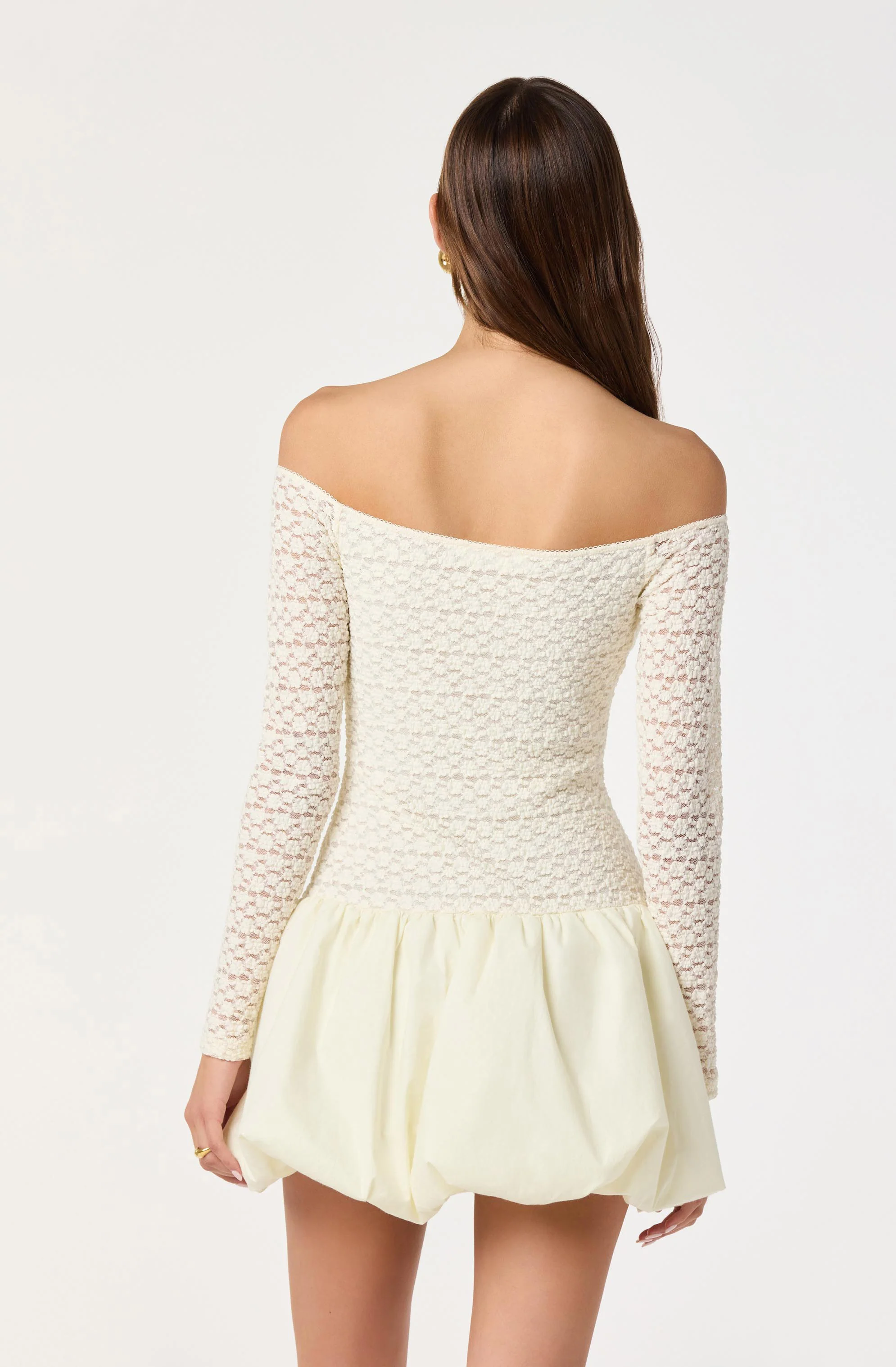 Off Shoulder Mixed Media Dress - Image 4