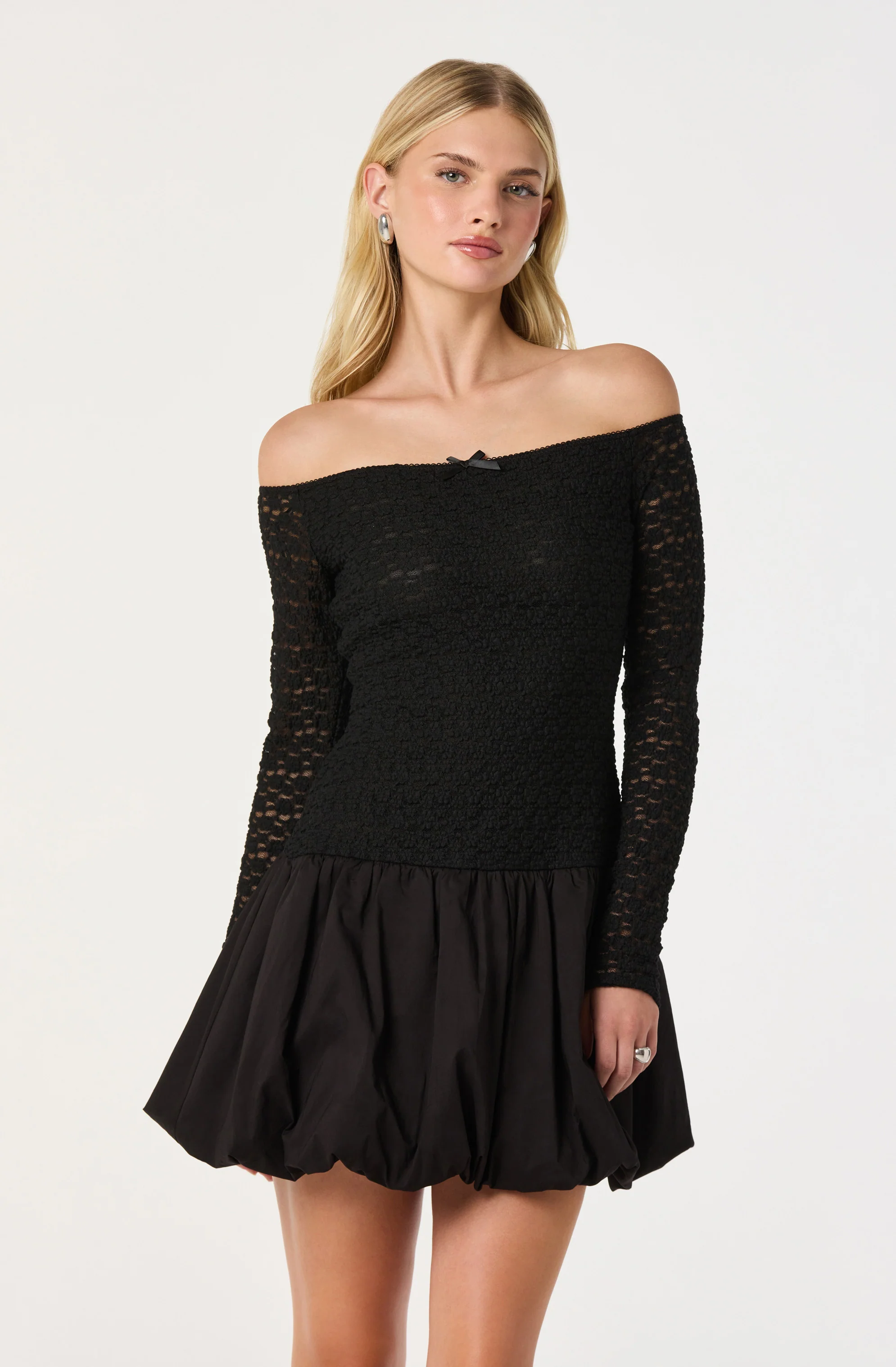 Off Shoulder Mixed Media Dress - Image 7