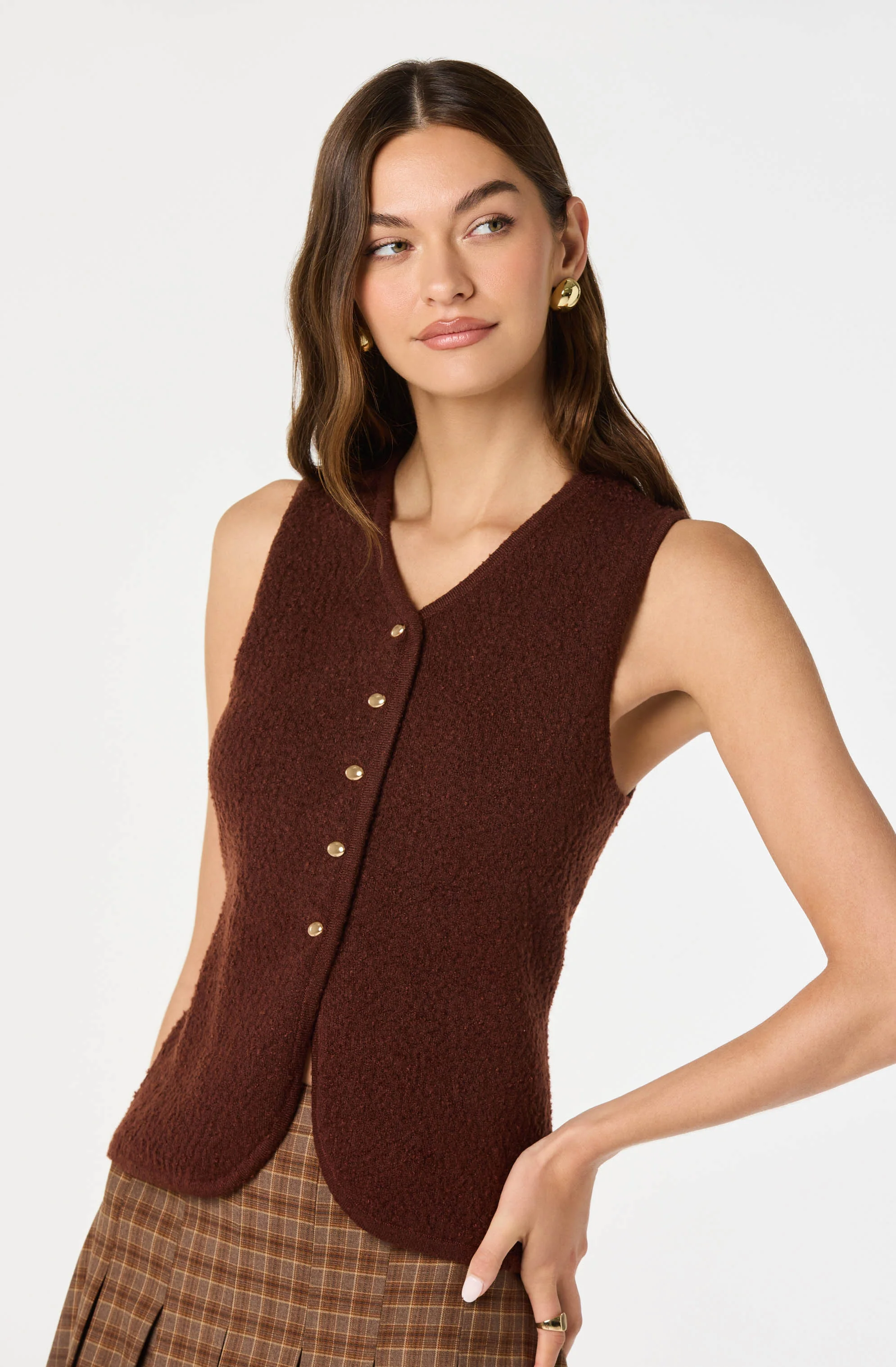 Textured Longline V-Neck Vest - Image 6