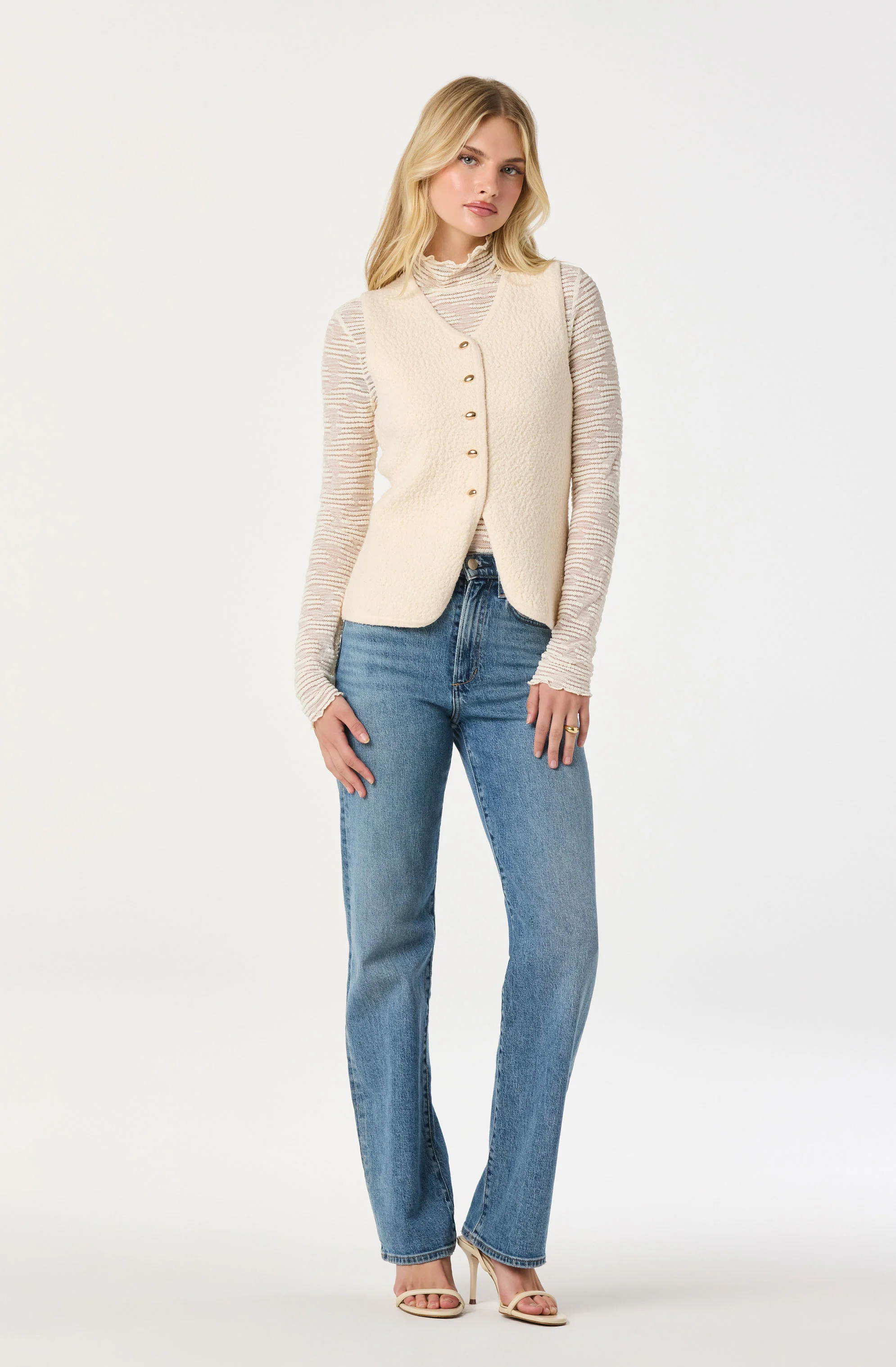 Textured Longline V-Neck Vest - Image 8