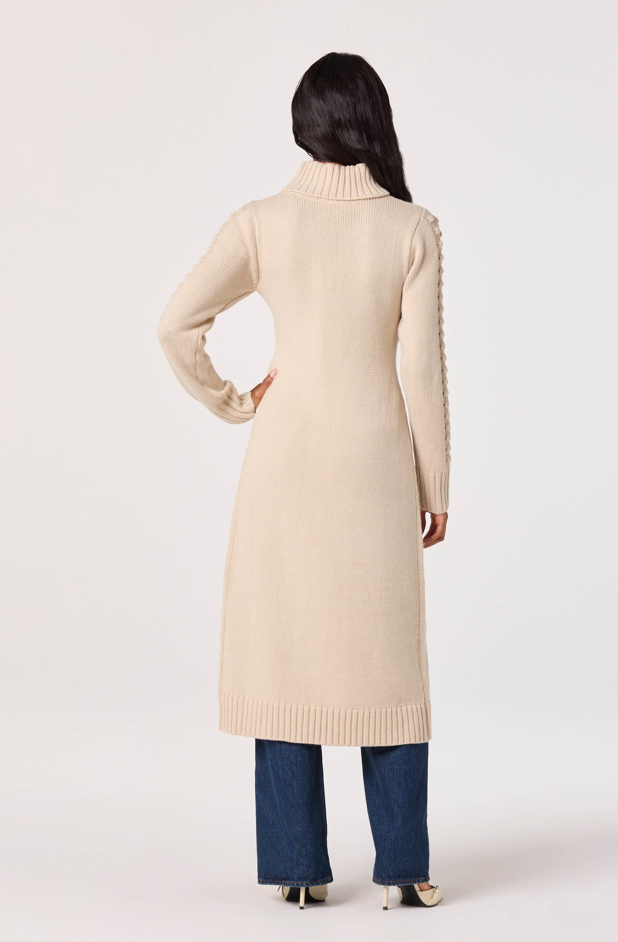 Turtleneck Split Hem Longline Sweater - Image 6