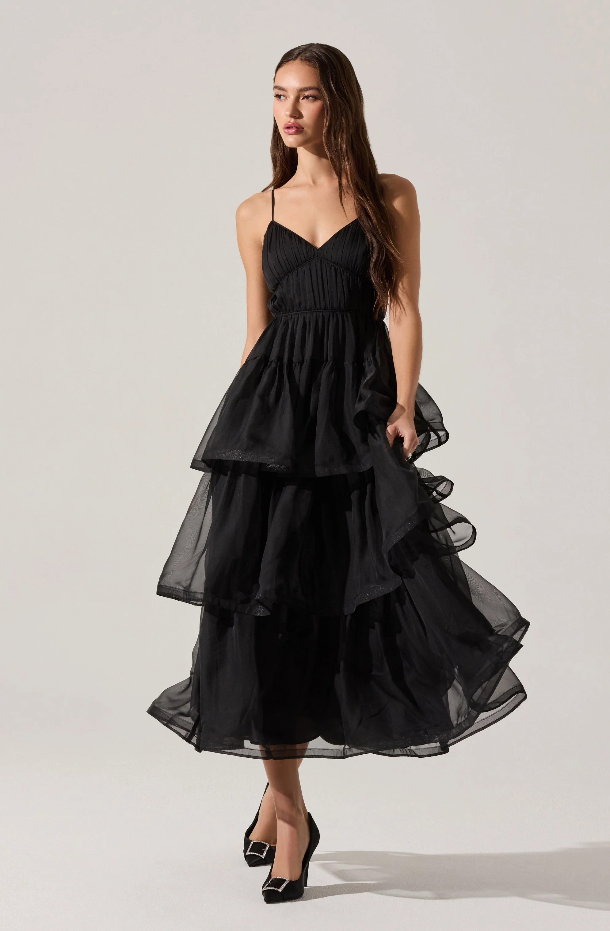 Theiria Pleated Tiered Midi Dress - Image 5