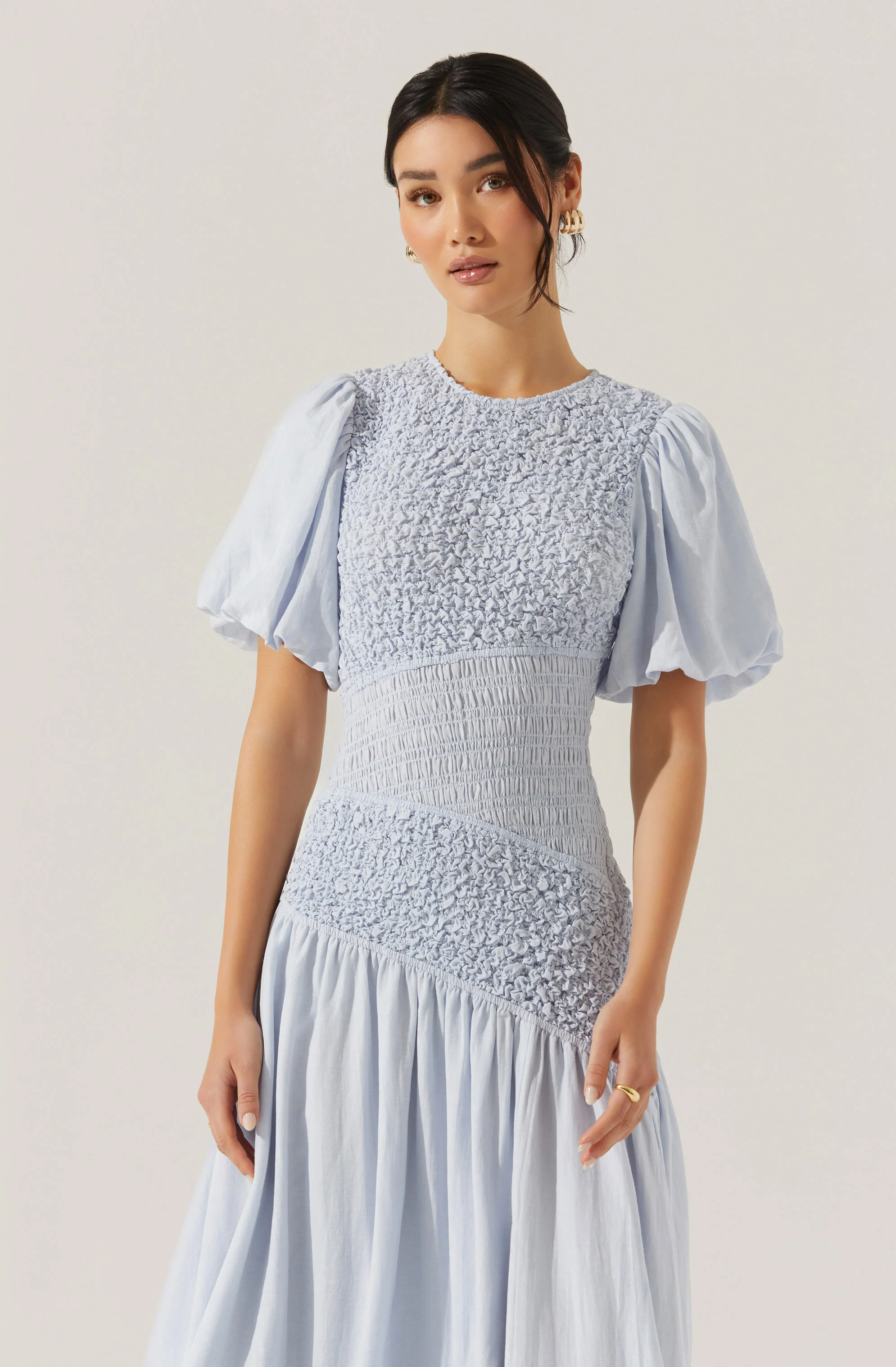 Theoni Smocked Asymmetric Dress - Image 2