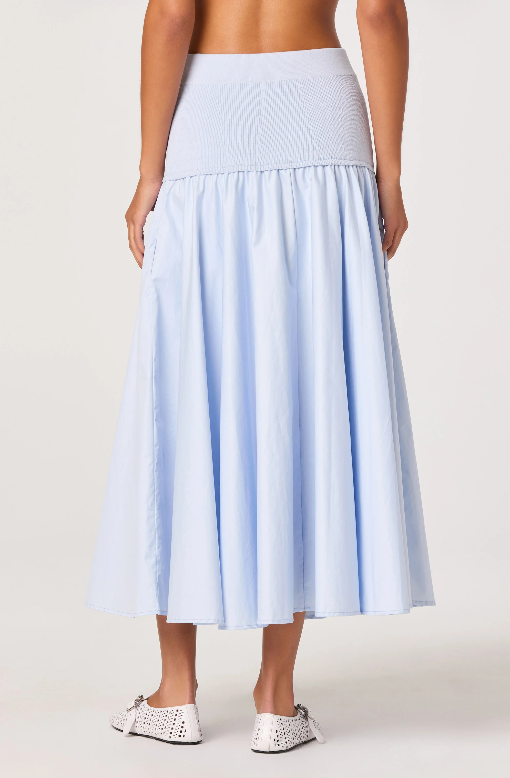 Thesan Mixed Media Drop-Waist Midi Skirt - Image 2
