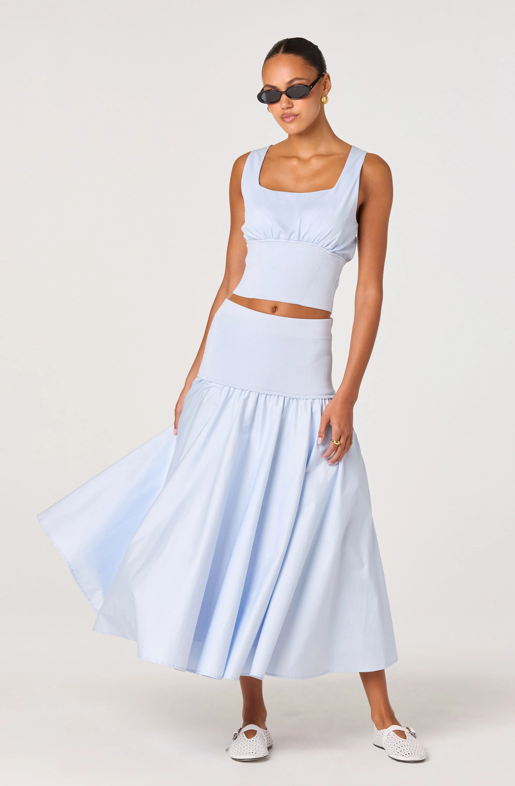 Thesan Mixed Media Gathered Crop Top - Image 6